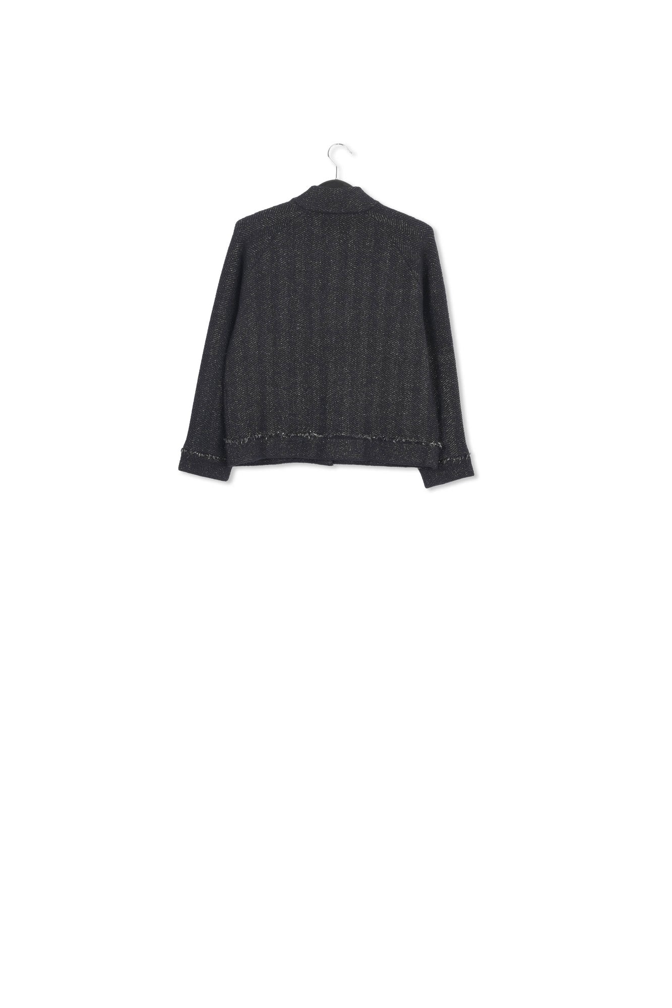 Black knitted short jacket with lurex details RE—SSENTIEL | Essentiel second hand