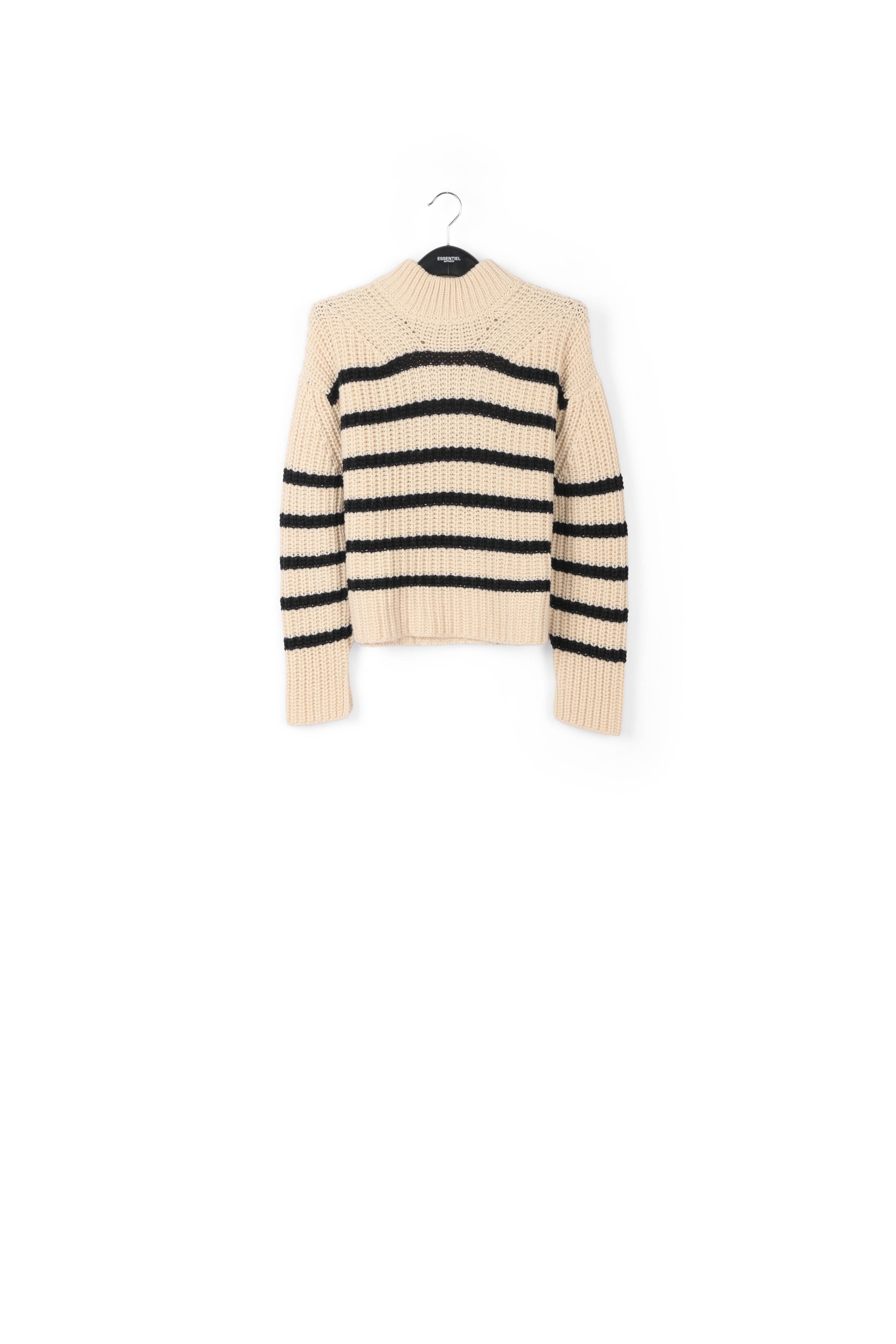 Off-white and black striped ribbed-knit sweater RE—SSENTIEL | Essentiel second hand