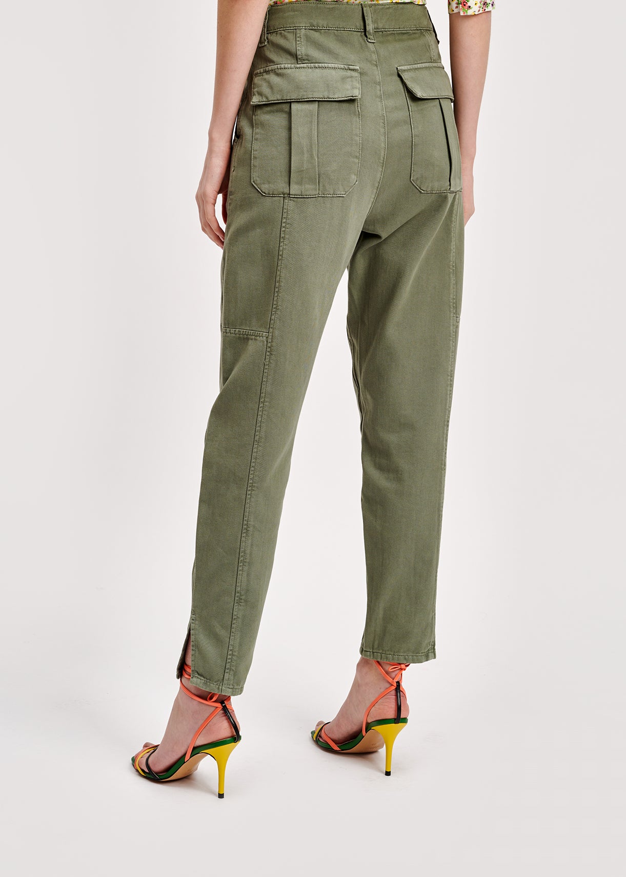 Khaki green denim cargo pants RE—SSENTIEL | Essentiel second hand