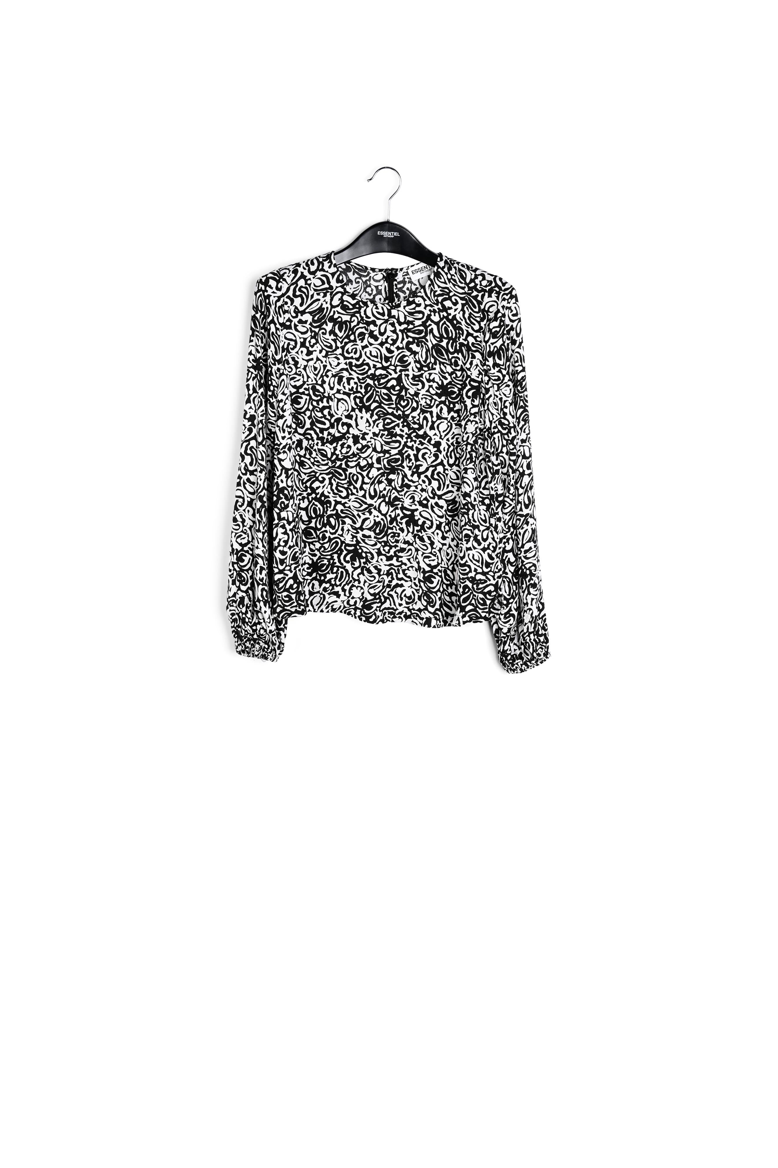 Zwarte blouse met panterprint RE—SSENTIEL | Essentiel second hand