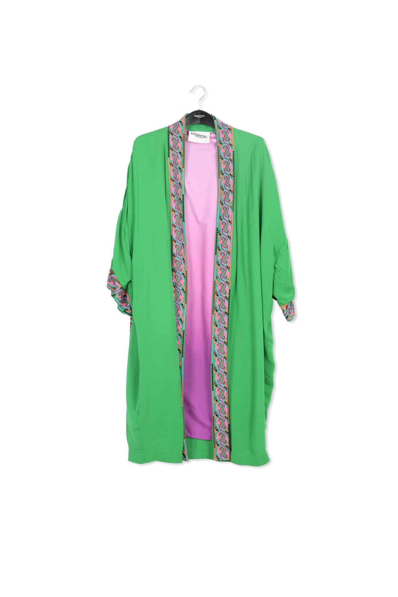 Green kimono with colorful embroideries RE—SSENTIEL | Essentiel second hand