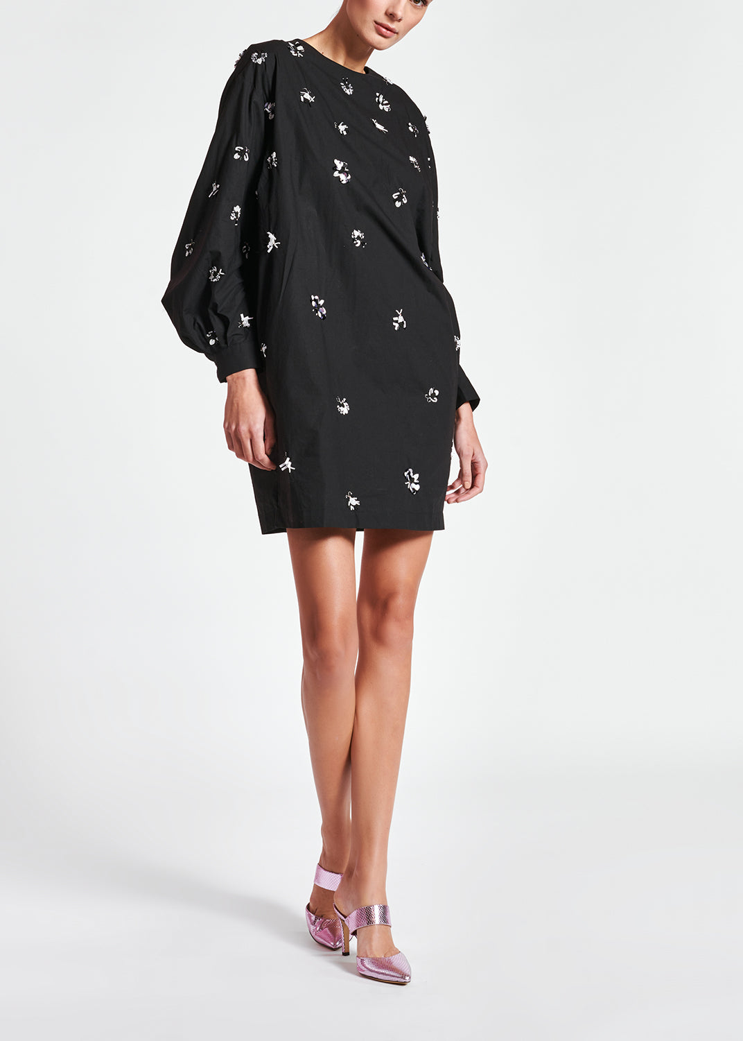Black cotton-polin dress with sequin details RE—SSENTIEL | Essentiel second hand