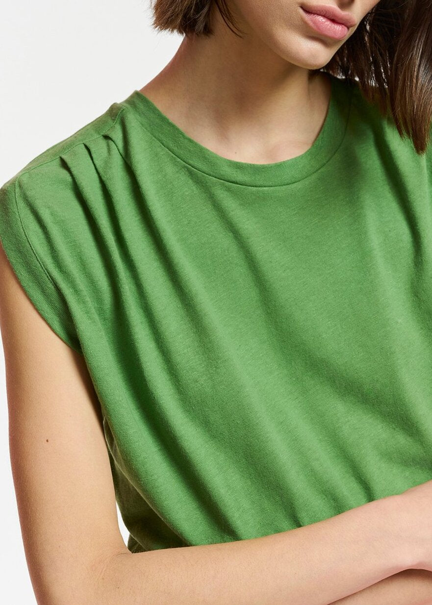 Green cotton-linen T-shirt RE—SSENTIEL | Essentiel second hand