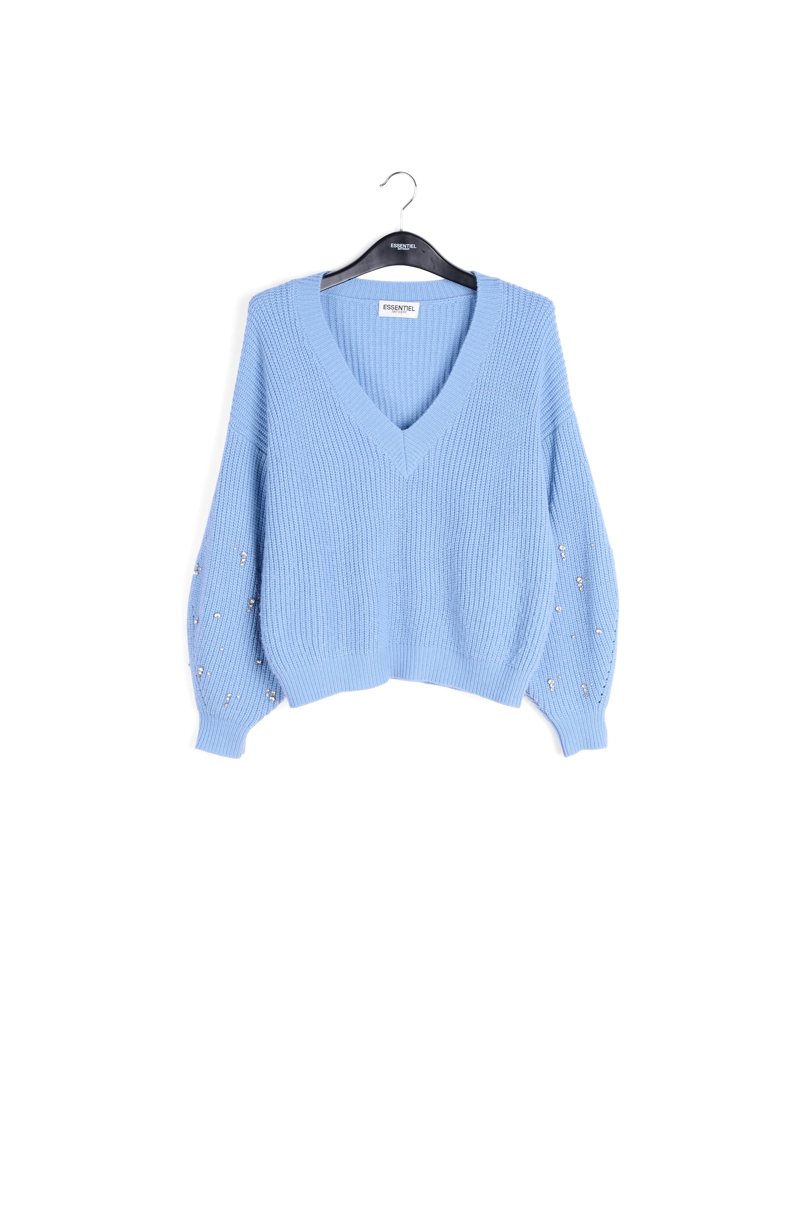 Light blue rhinestone-embellished sweater RE—SSENTIEL | Essentiel second hand