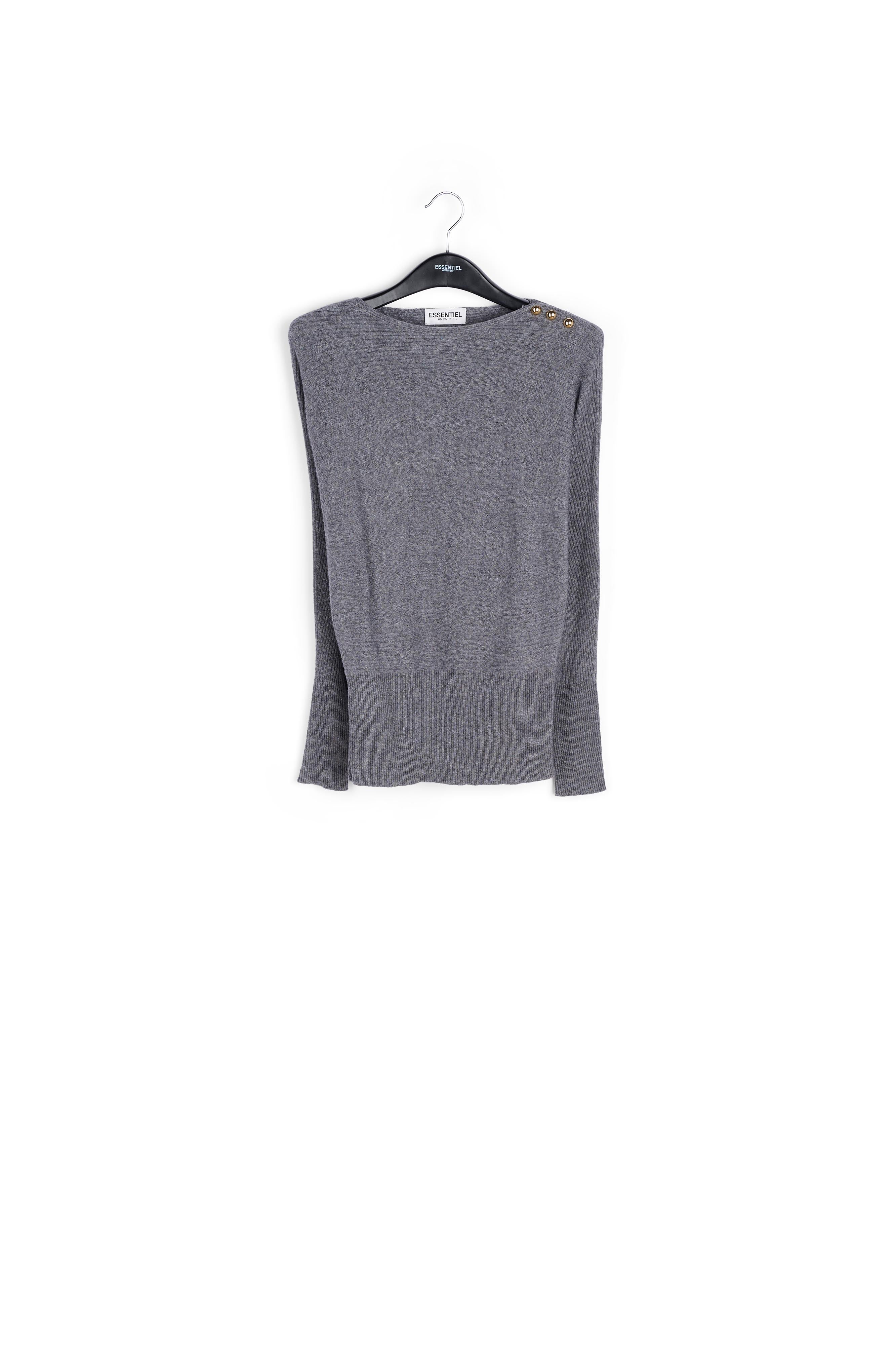 Grey batwing-sleeve knit sweater RE—SSENTIEL | Essentiel second hand