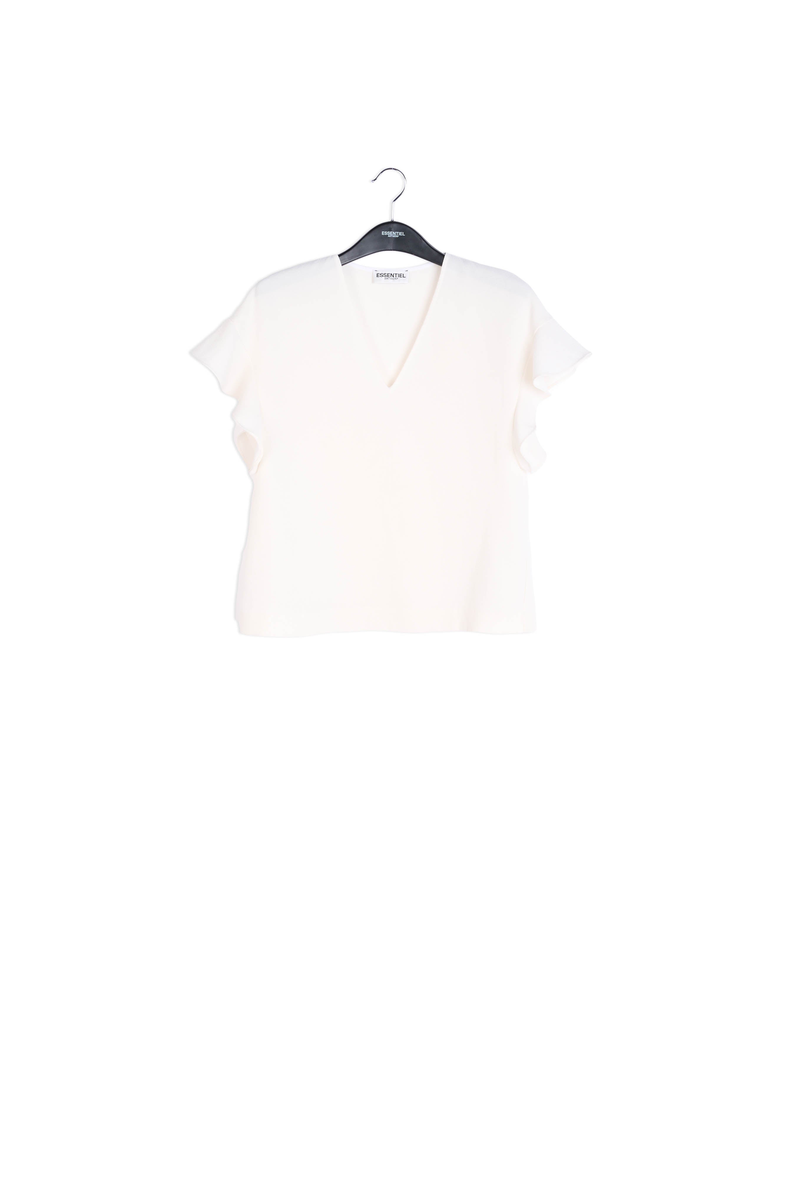 Orange and red floral print top with ruffled sleeves RE—SSENTIEL | Essentiel second hand