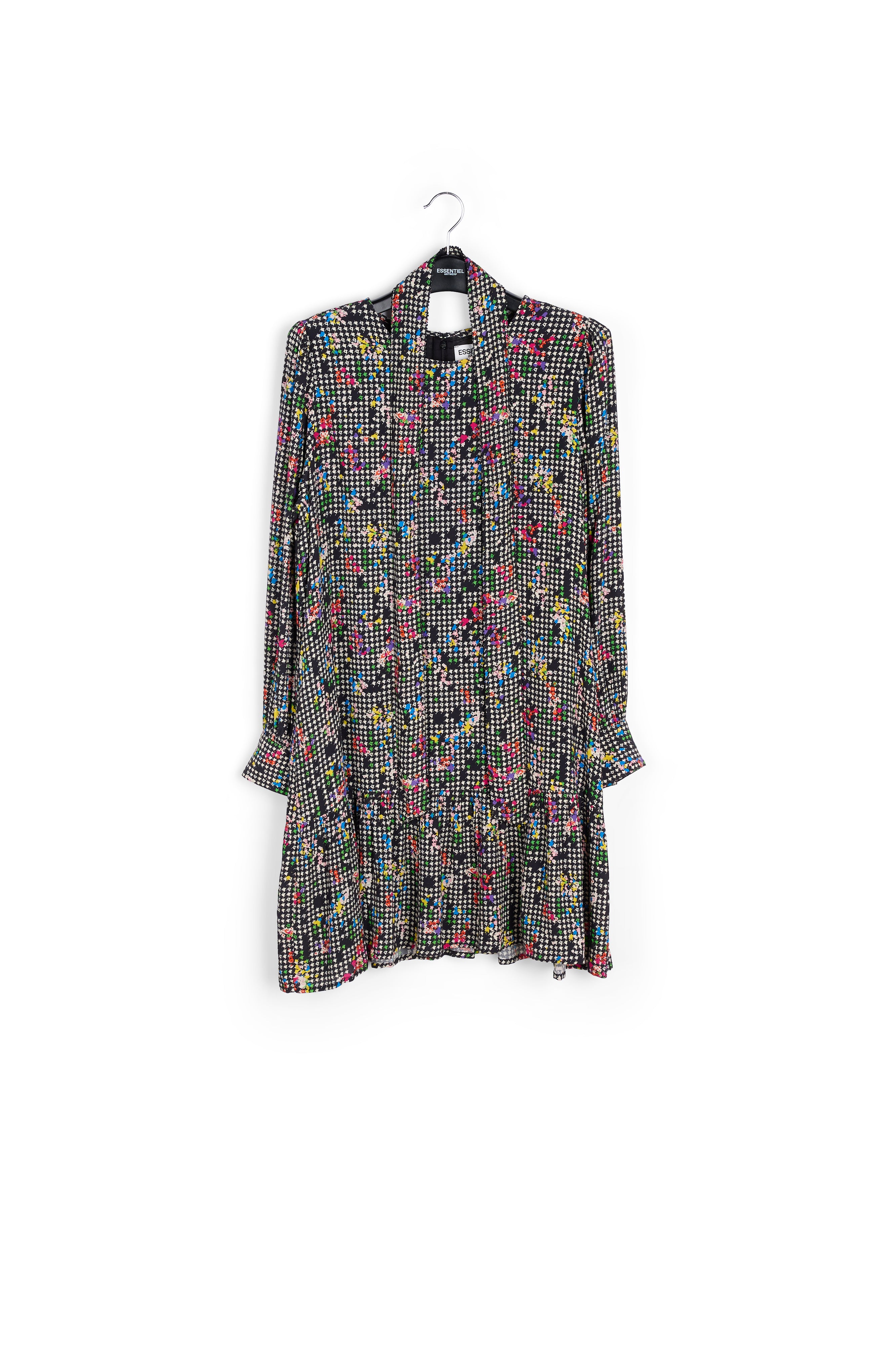 Black and white ruffled hem mini dress RE—SSENTIEL | Essentiel second hand