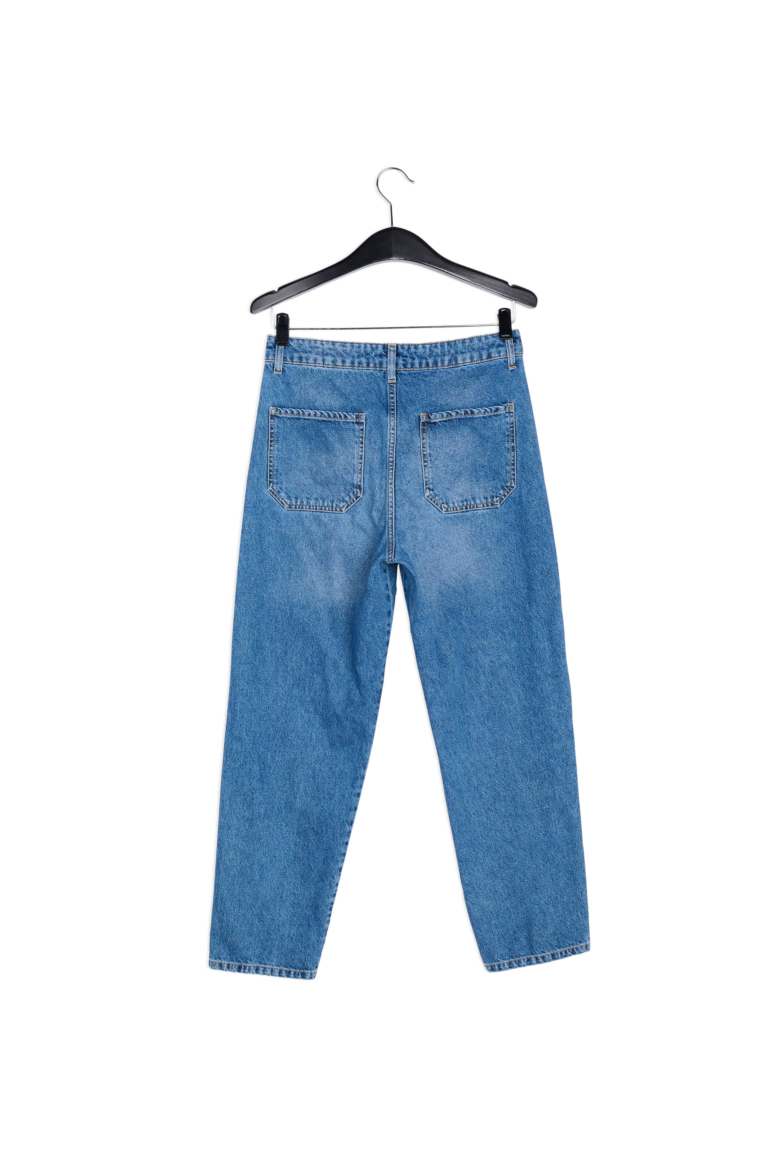 Jean boyfriend court taille haute en coton bleu marine RE—SSENTIEL | Essentiel second hand