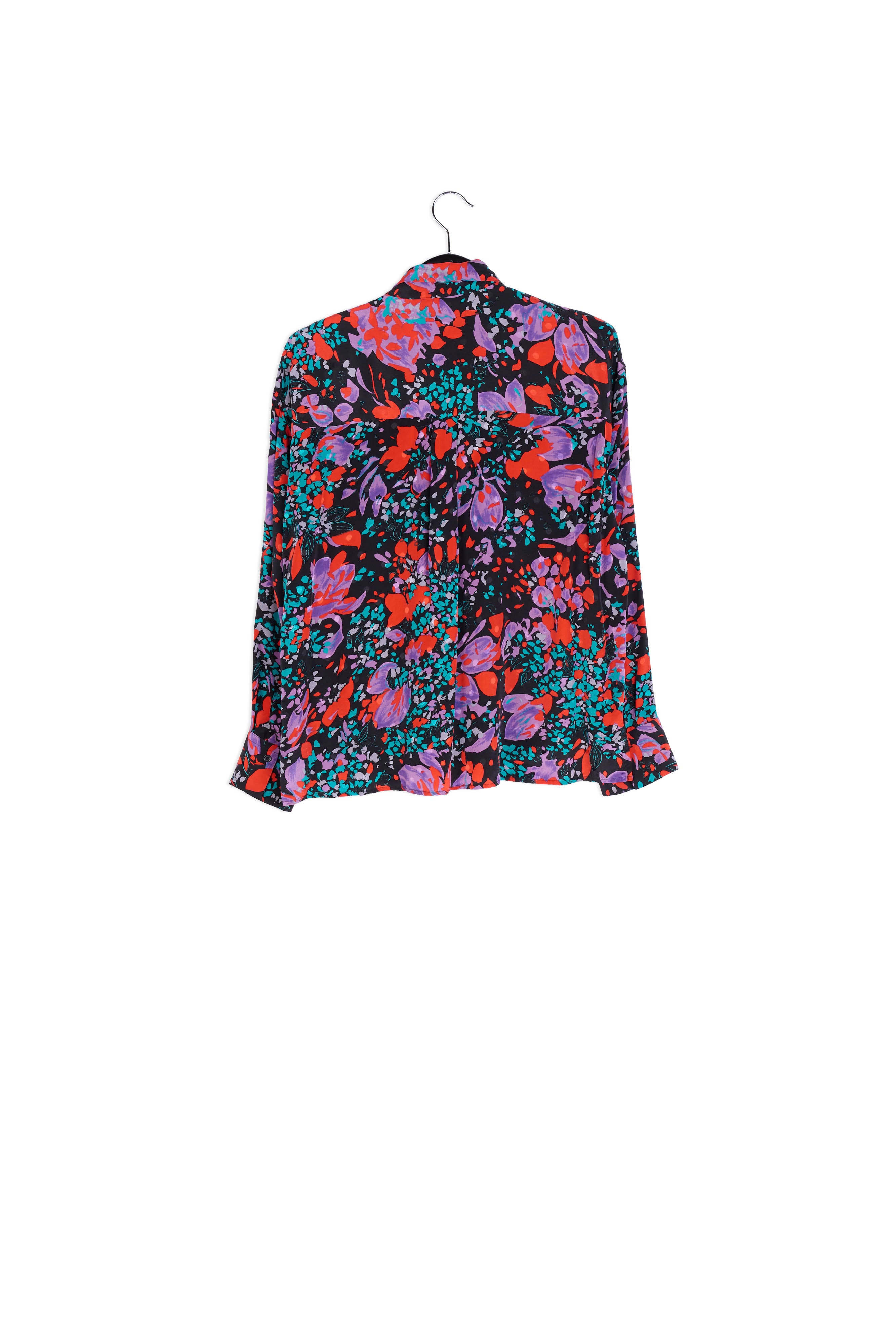 Zwarte blouse van zijden jacquard met strik RE—SSENTIEL | Essentiel second hand