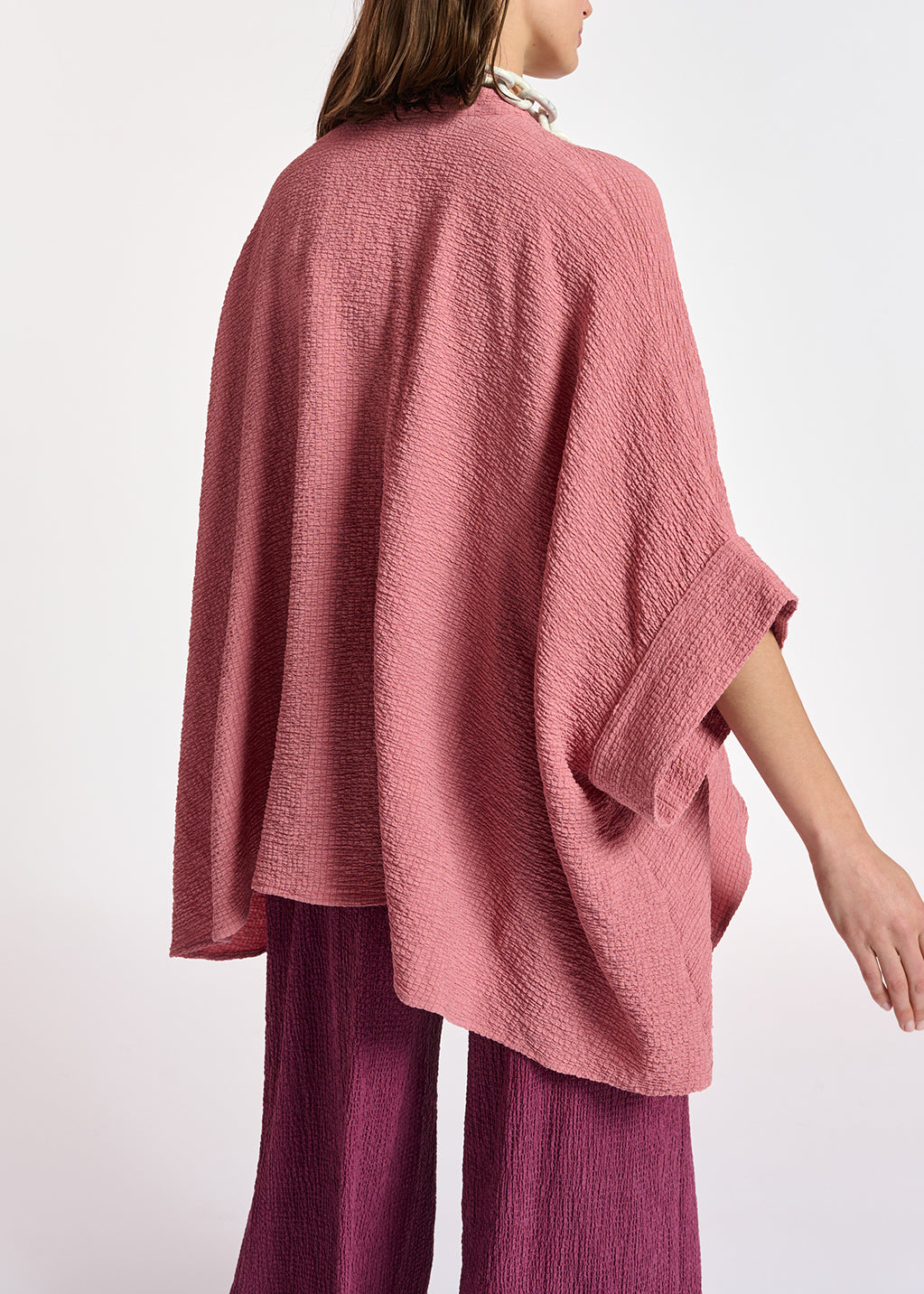 Vintage pink boxy-cut seersucker shirt RE—SSENTIEL | Essentiel second hand