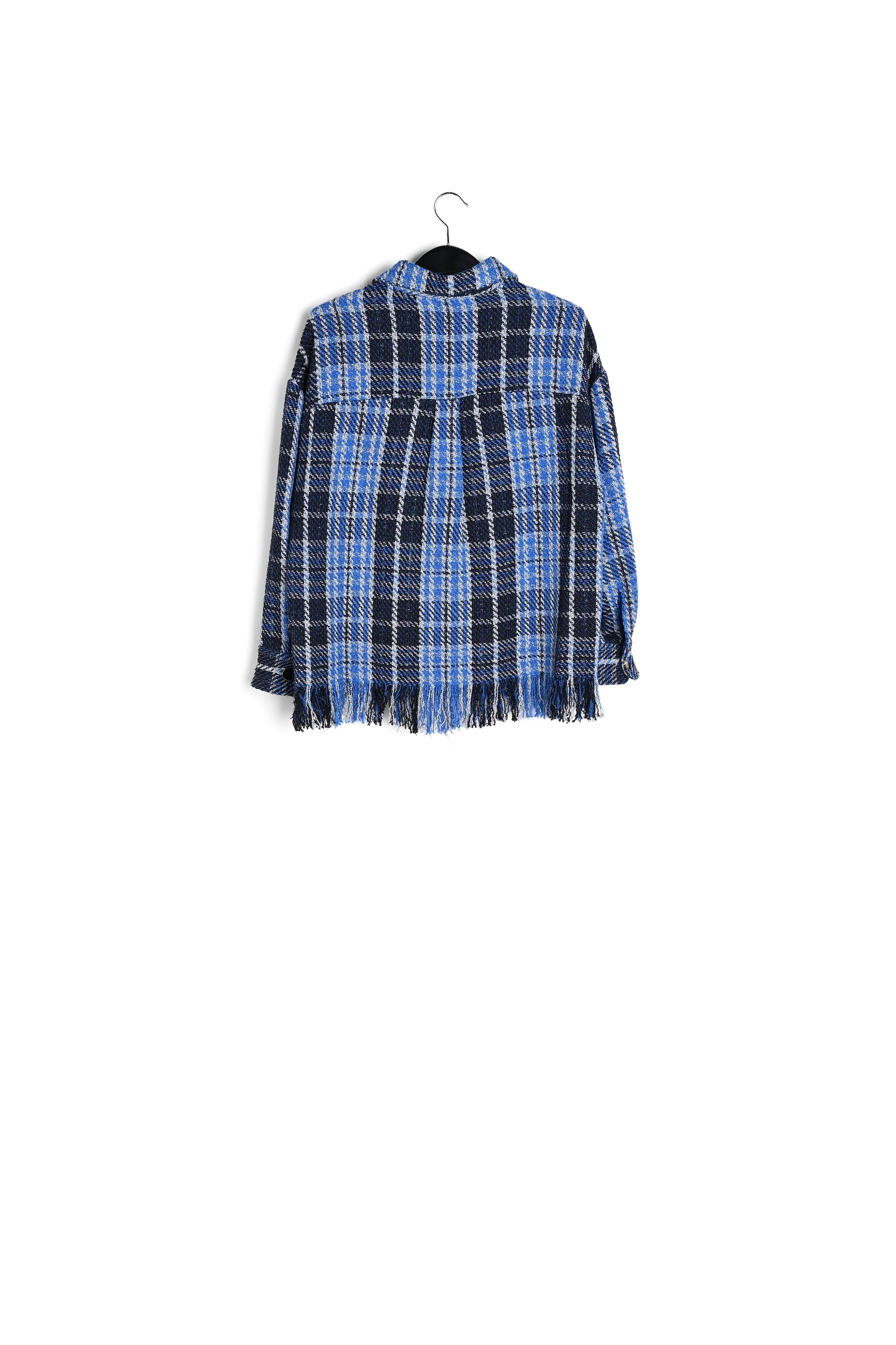 Blue check jacket with fringed hem RE—SSENTIEL | Essentiel second hand