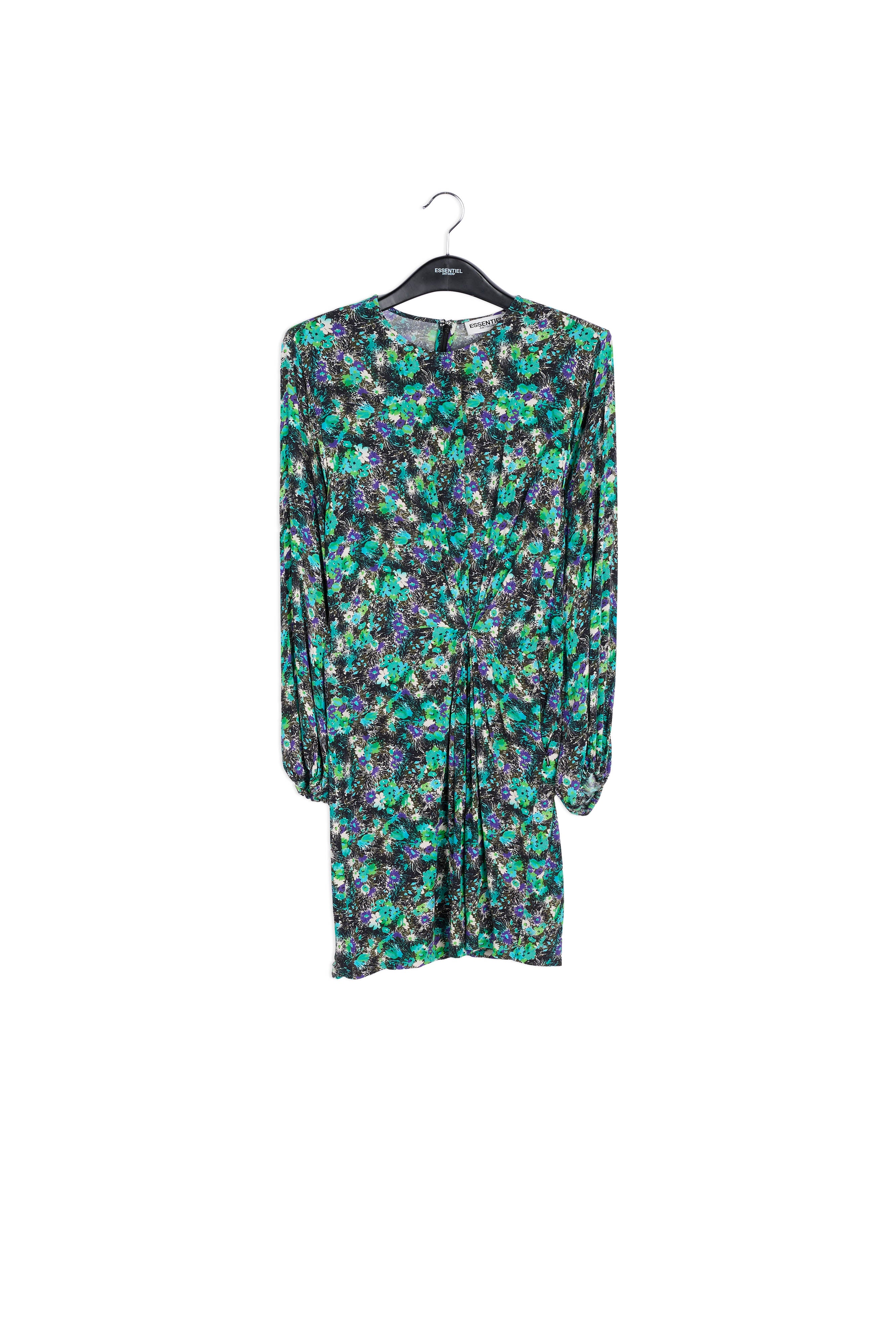 Black and blue floral print mini dress RE—SSENTIEL | Essentiel second hand