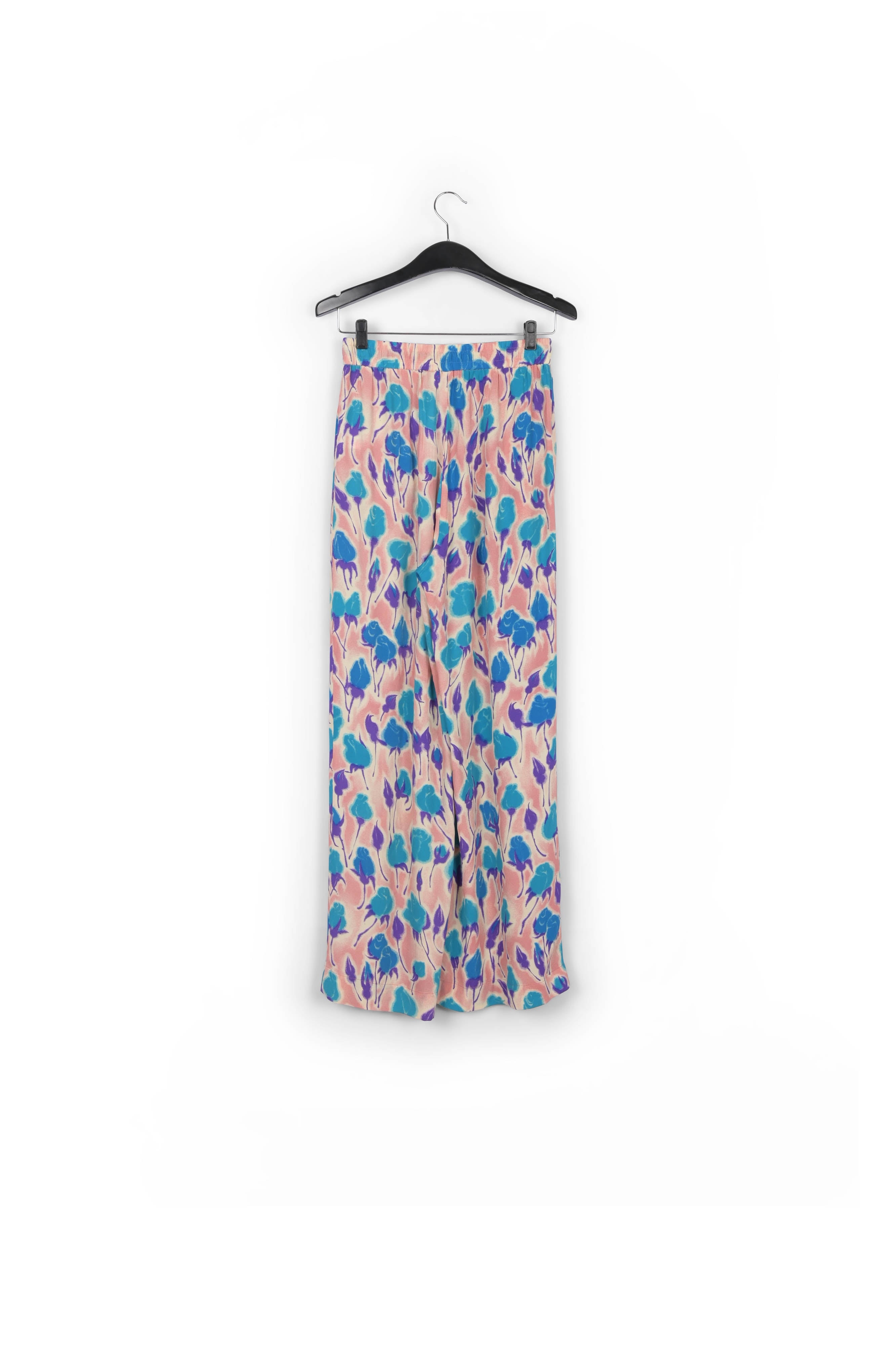 Light pink, blue and purple floral print wide-leg pants RE—SSENTIEL | Essentiel second hand