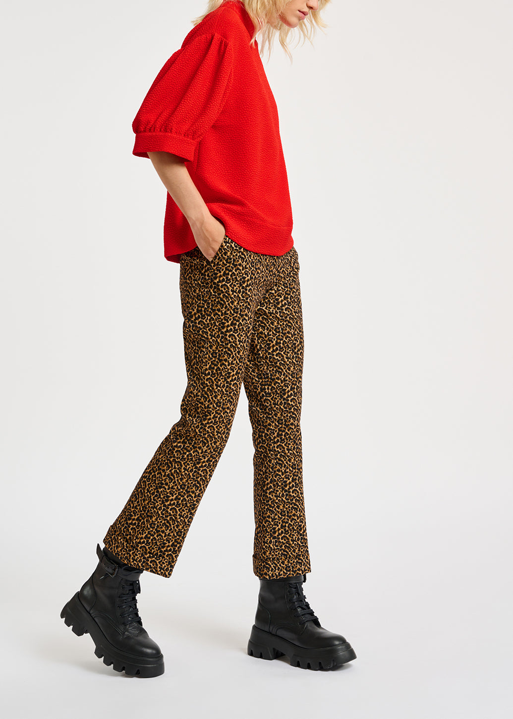 Red top with puffed sleeves RE—SSENTIEL | Essentiel second hand