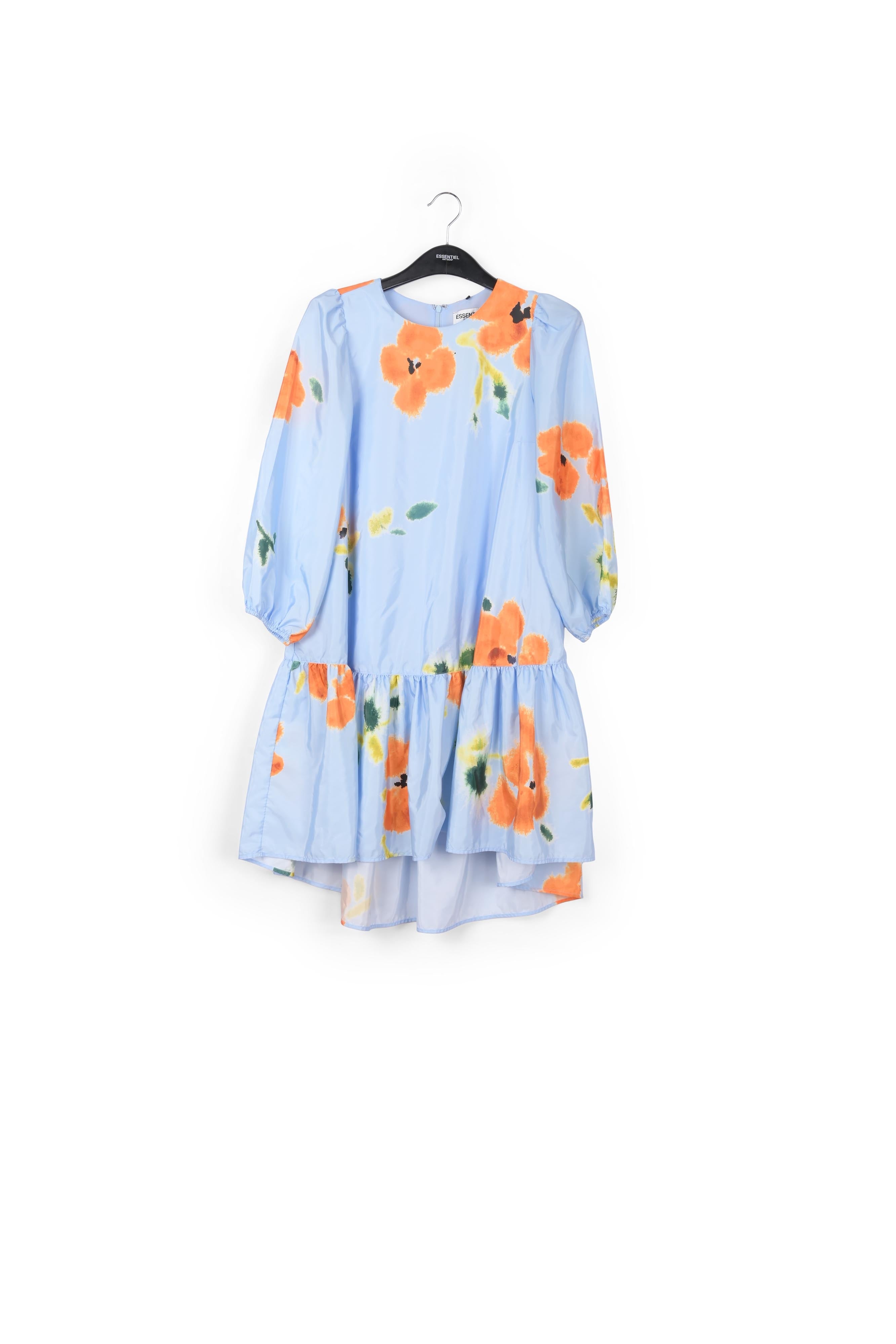 Blue floral print oversized mini dress RE—SSENTIEL | Essentiel second hand