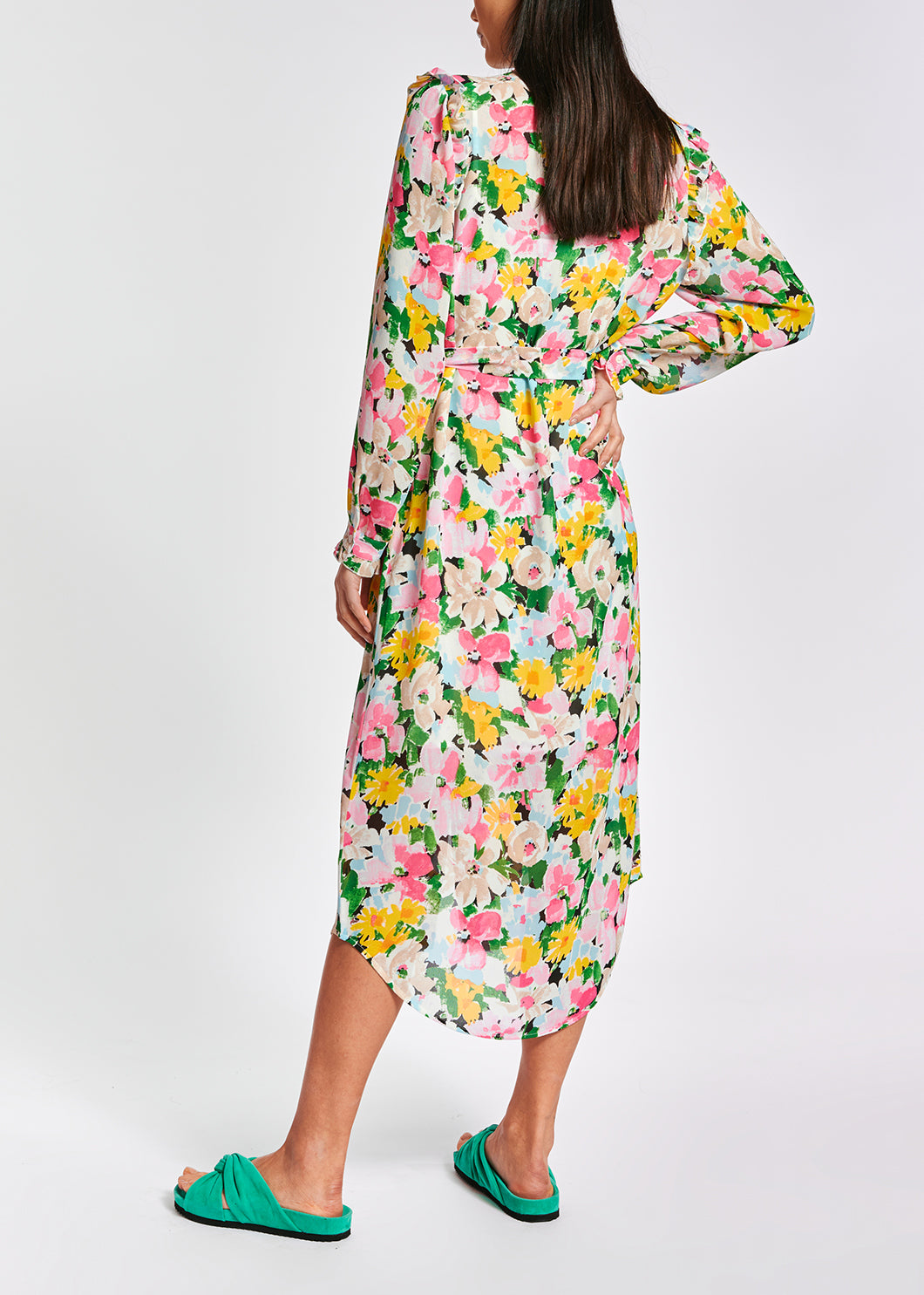 Colorful floral ruffle-detailed shirt dress RE—SSENTIEL | Essentiel second hand