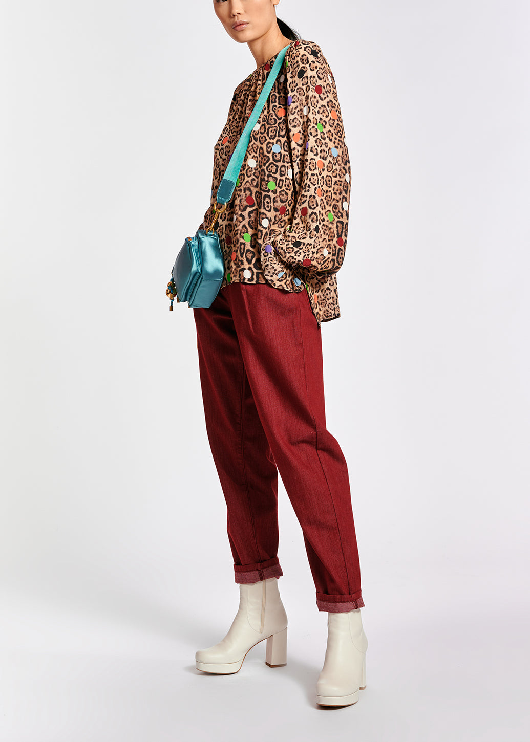 Leopard print and dots loose-fit top RE—SSENTIEL | Essentiel second hand