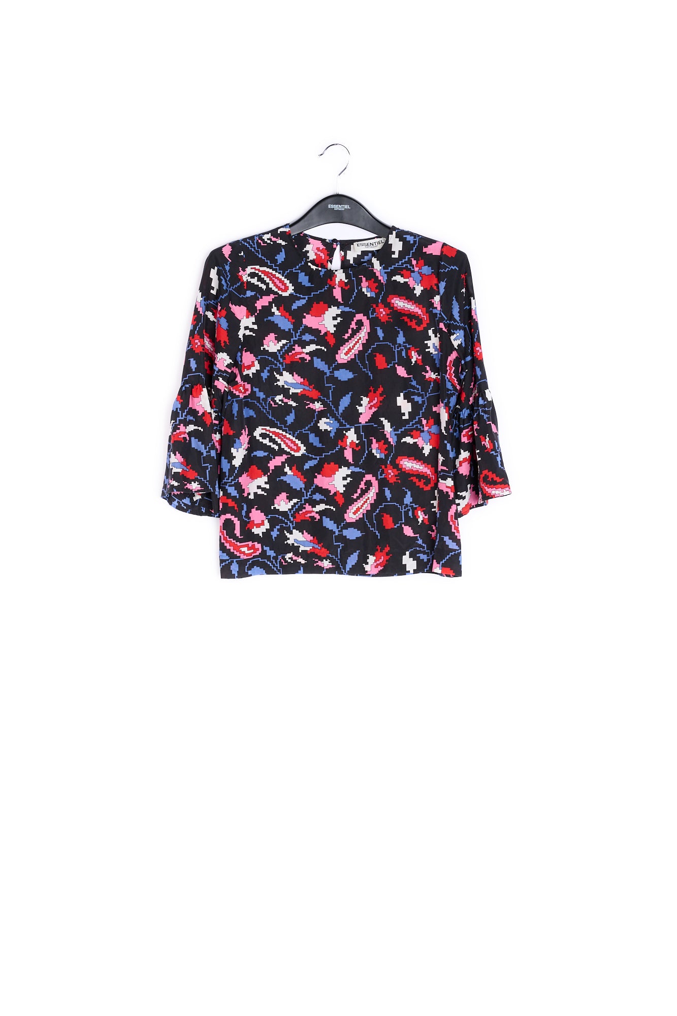 Blue silk Blouse with flower print RE—SSENTIEL | Essentiel second hand
