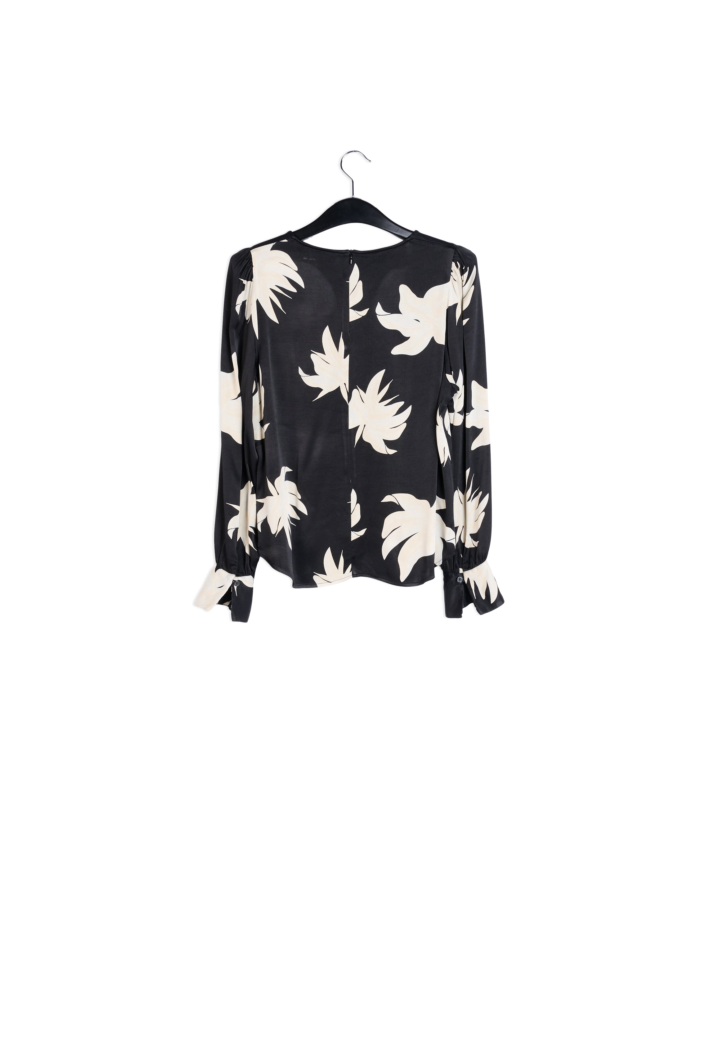 Black and off-white floral top RE—SSENTIEL | Essentiel second hand