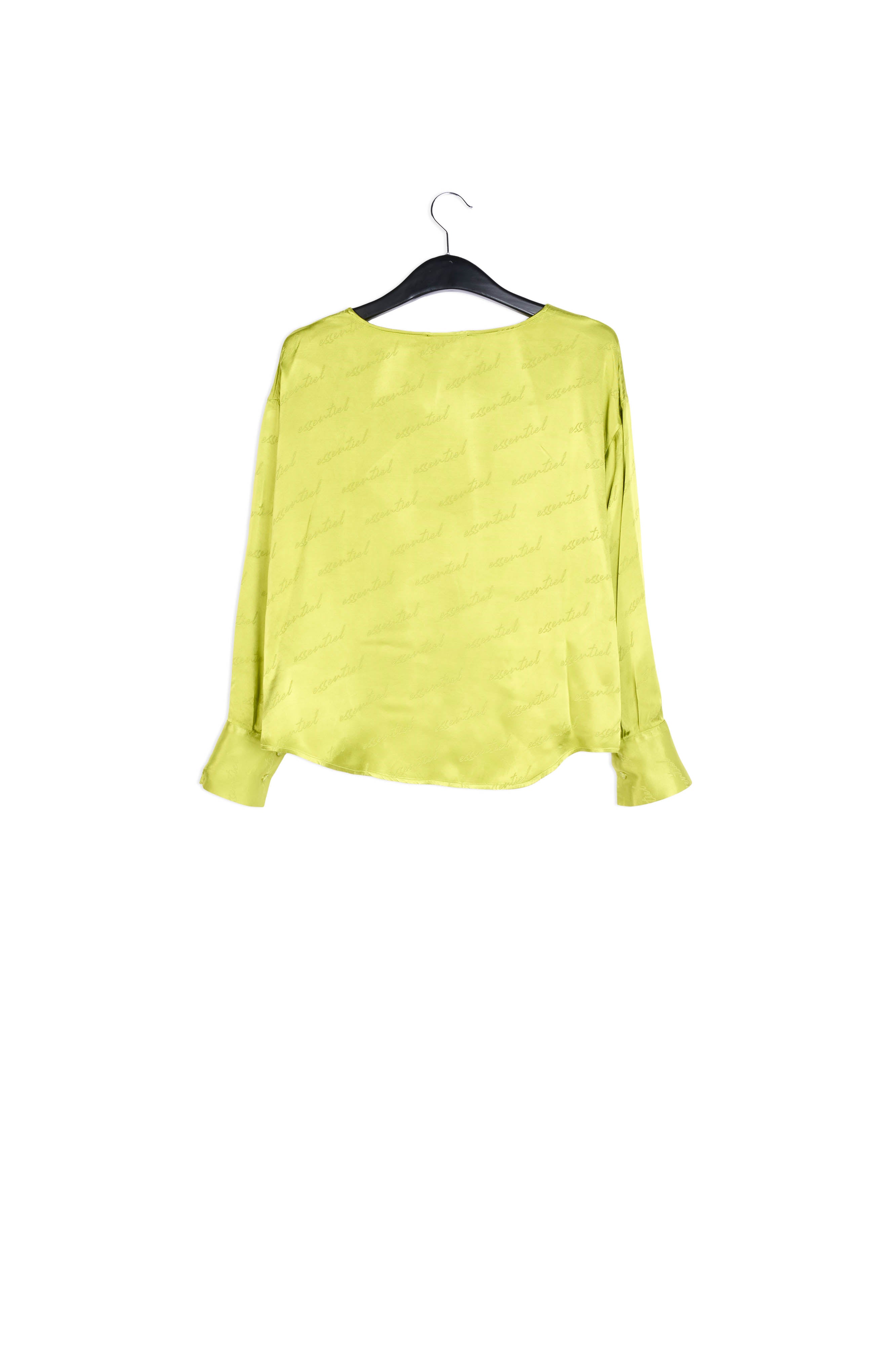 Lime green satin jacquard loose-fit top RE—SSENTIEL | Essentiel second hand