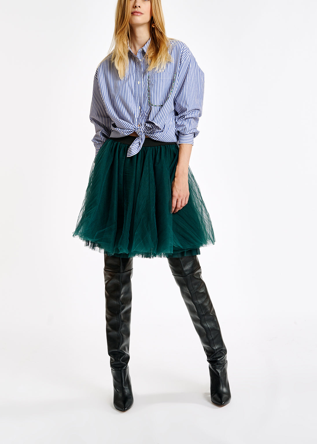 Blue and white striped shirt with rhinestone-embellishment RE—SSENTIEL | Essentiel second hand