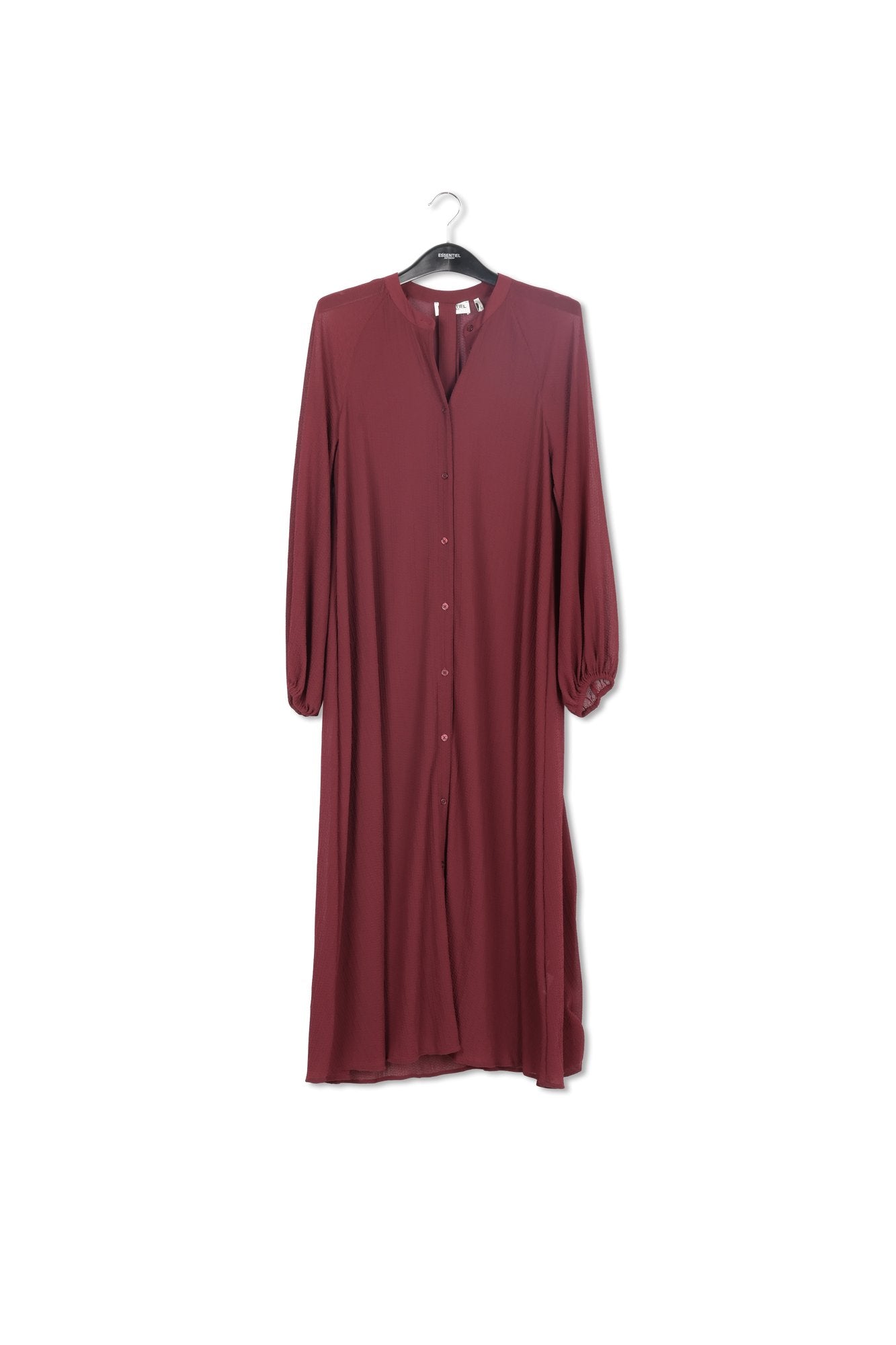 Robe chemise midi bordeaux avec ceinture RE—SSENTIEL | Essentiel second hand