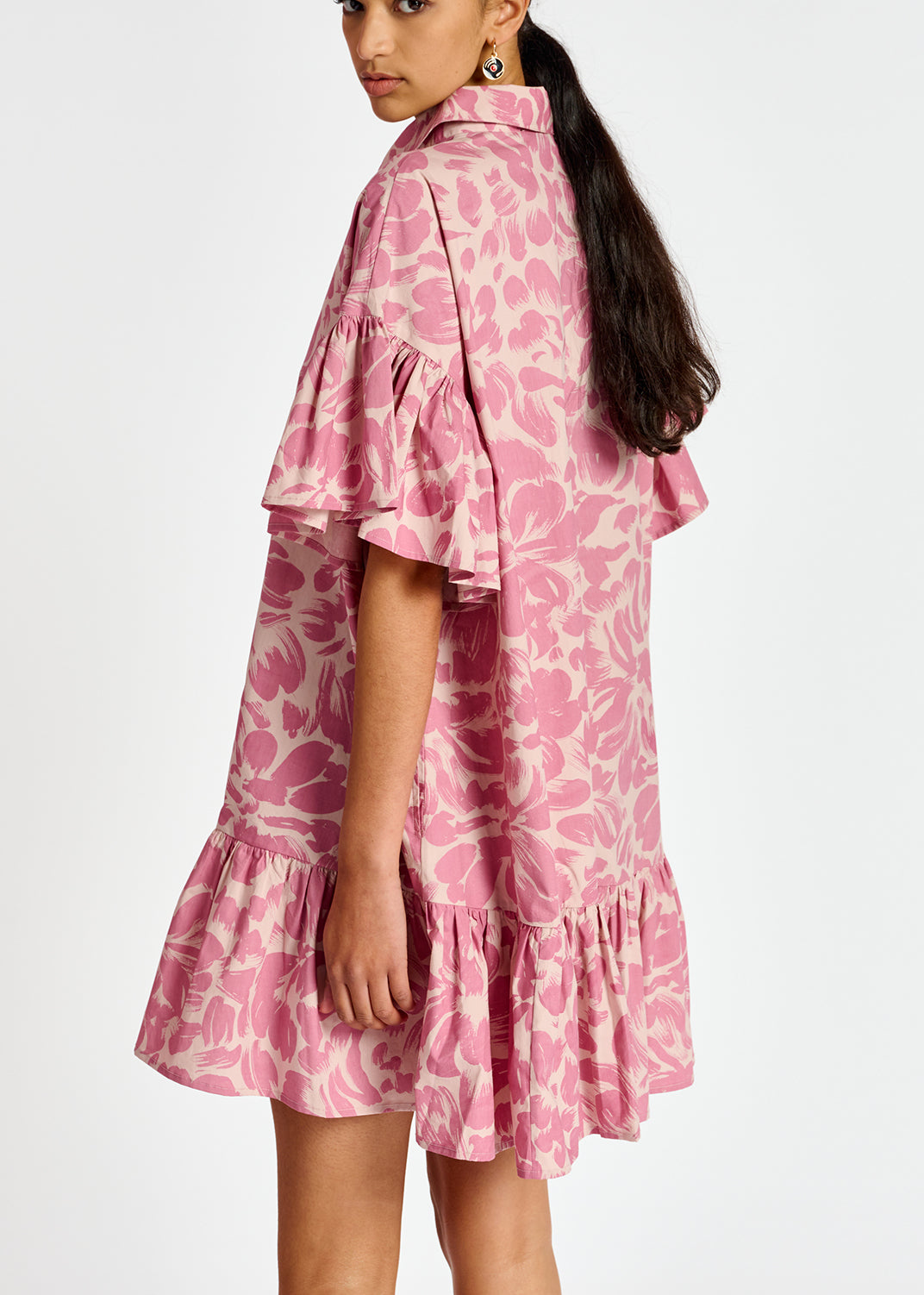 Light pink and lilac floral-print a-line mini dress RE—SSENTIEL | Essentiel second hand