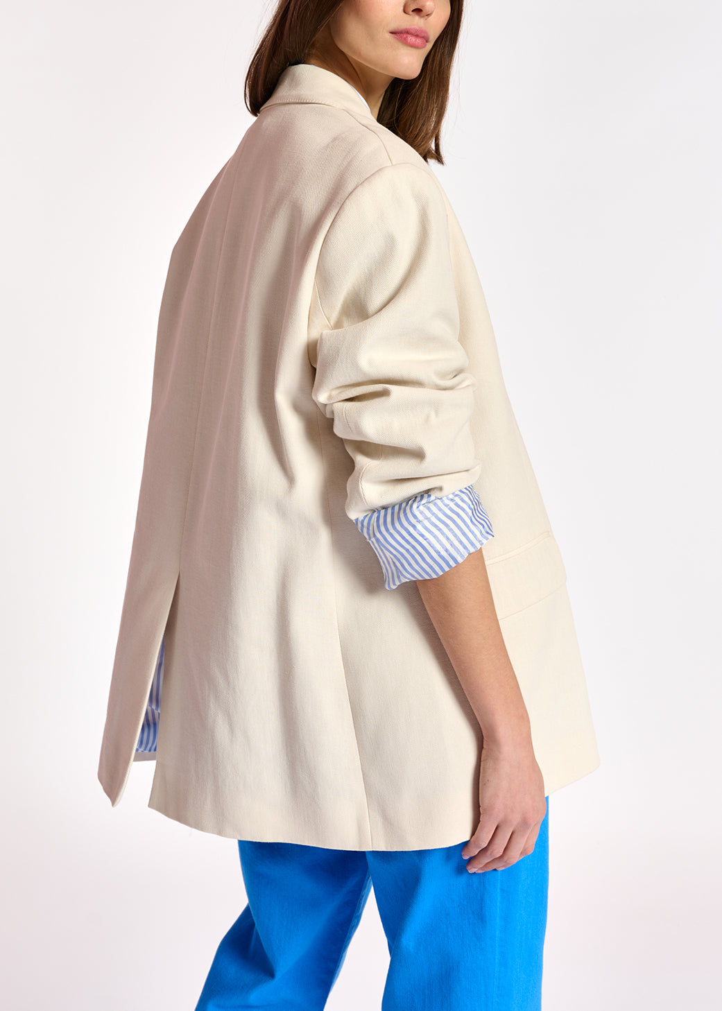 Ecru oversized cotton blazer RE—SSENTIEL | Essentiel second hand