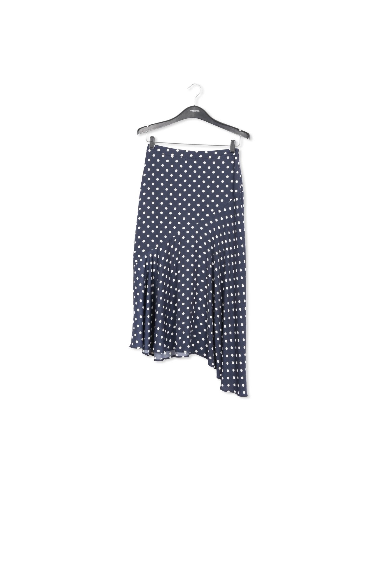 Dark blue polka dot midi skirt RE—SSENTIEL | Essentiel second hand