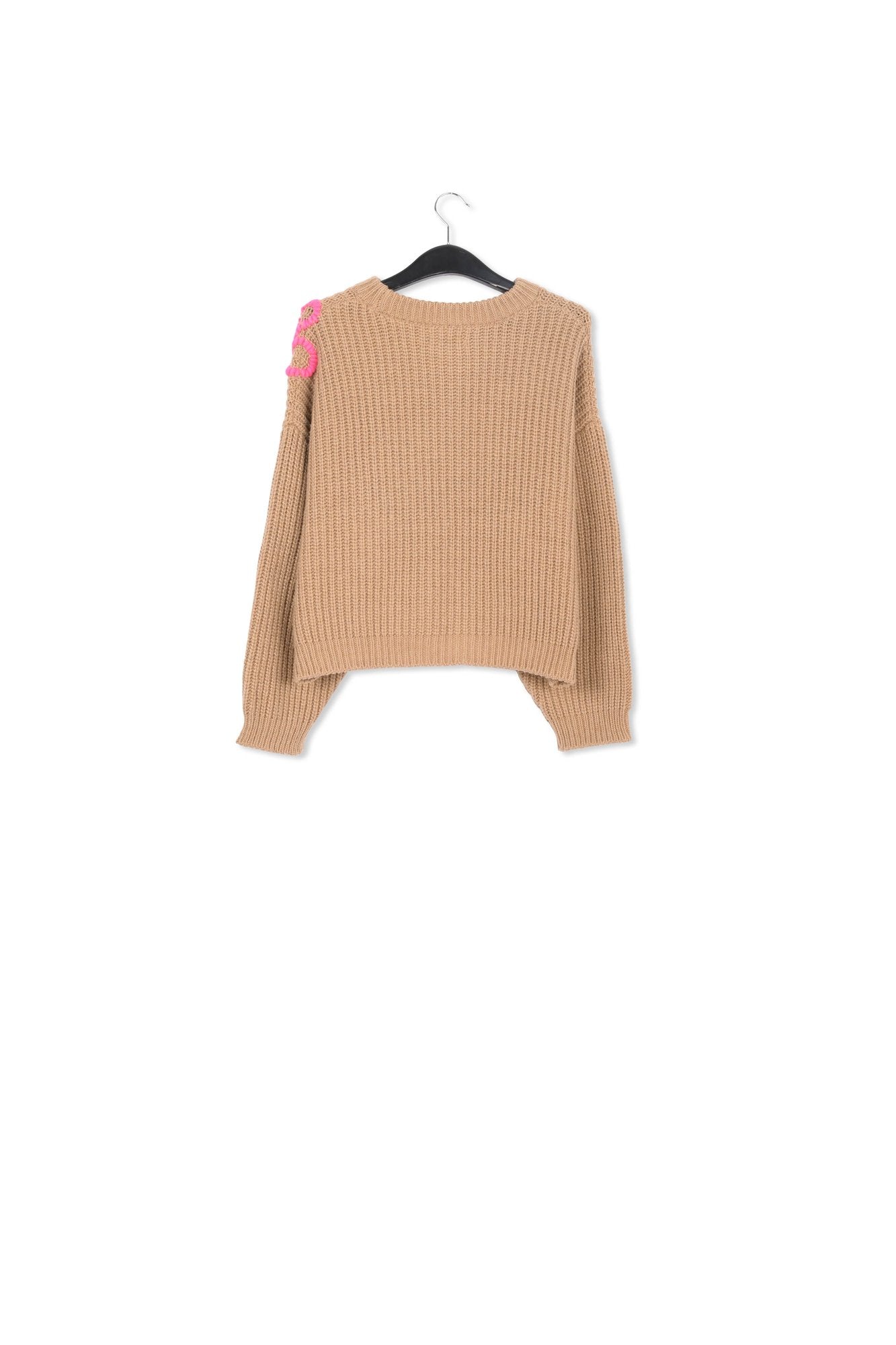 Camel trui met geborduurde bloemen RE—SSENTIEL | Essentiel second hand