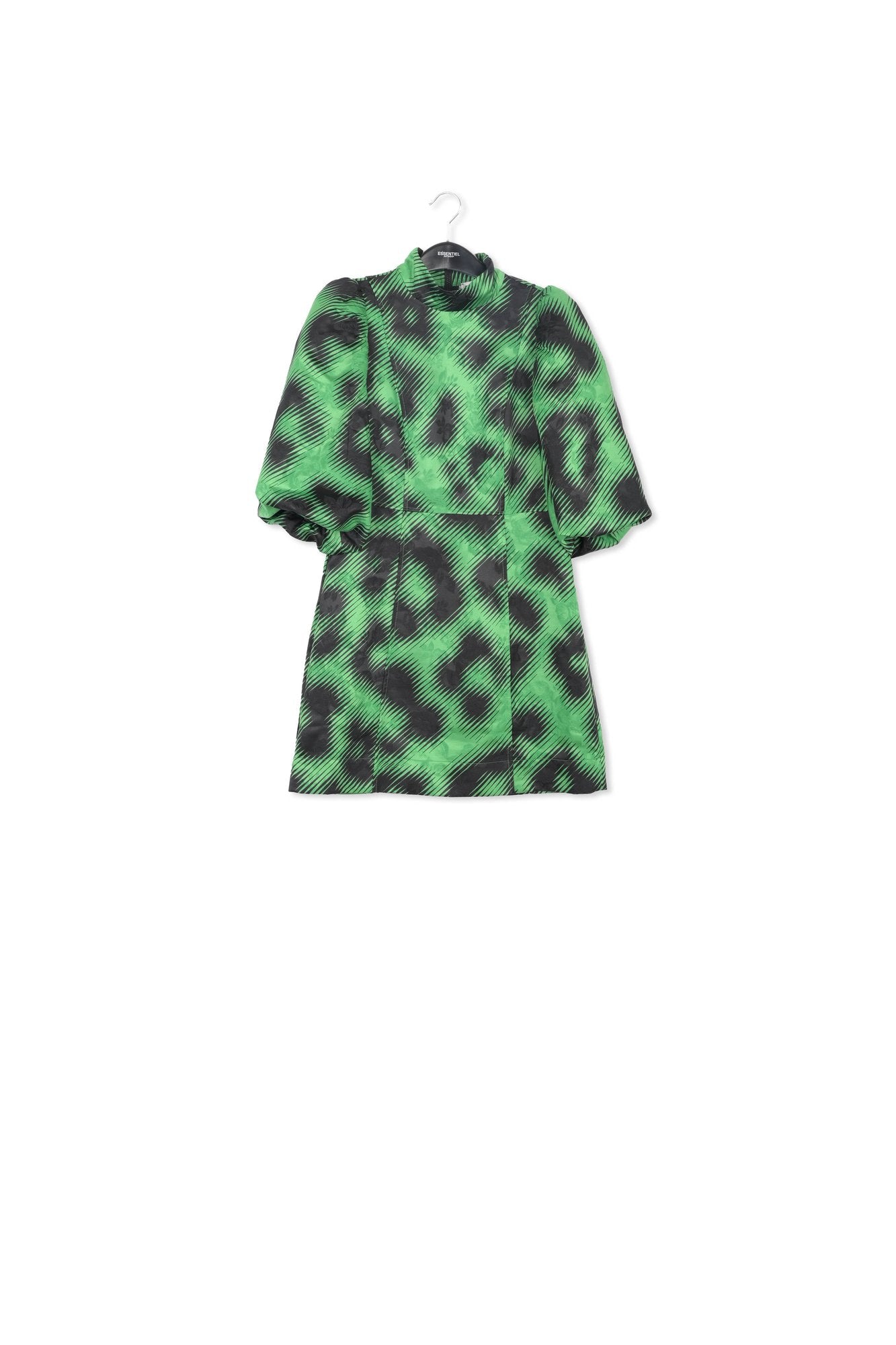 Green jacquard mini dress with leopard print RE—SSENTIEL | Essentiel second hand
