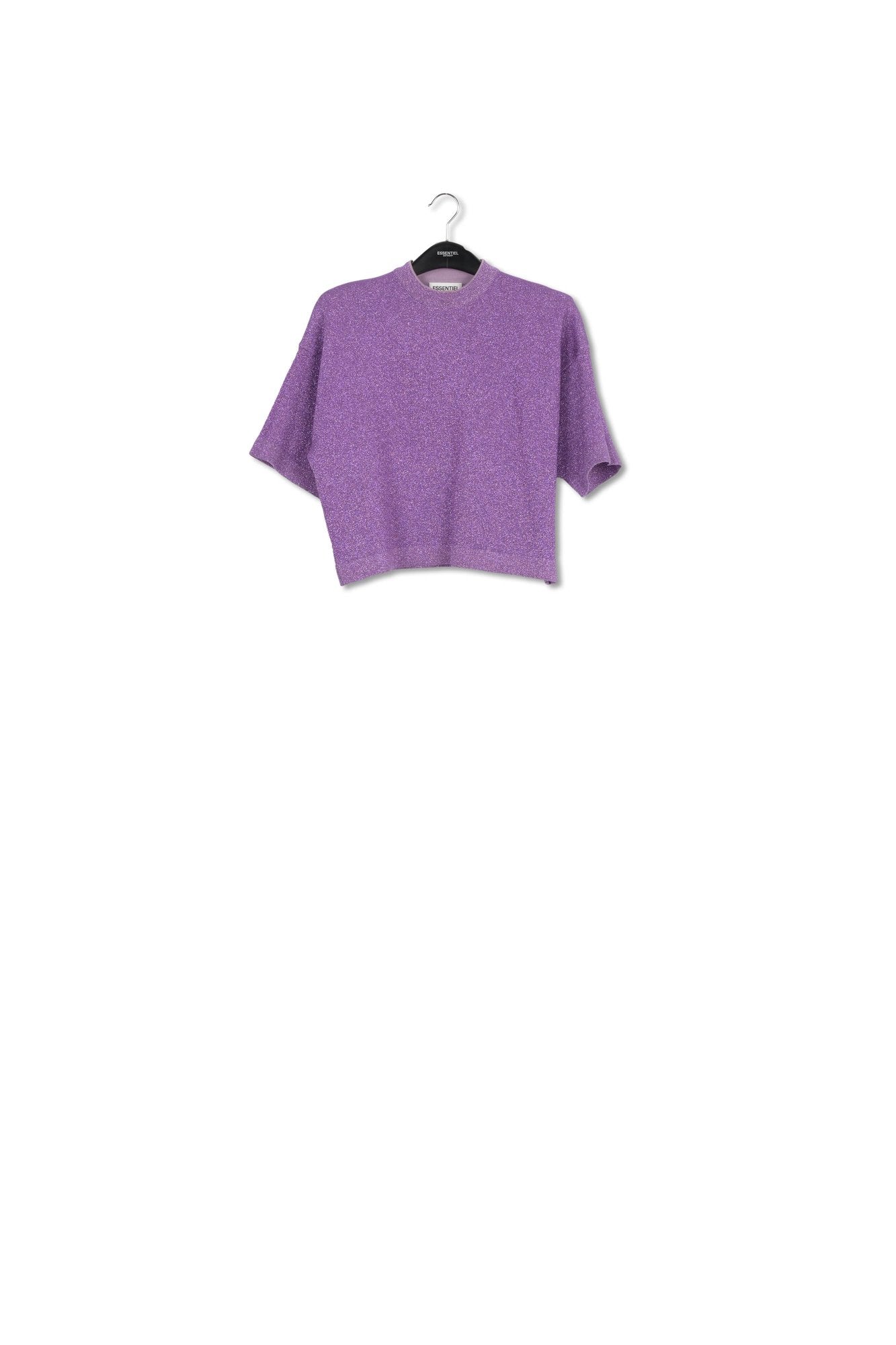 Purple lurex short-sleeved sweater RE—SSENTIEL | Essentiel second hand