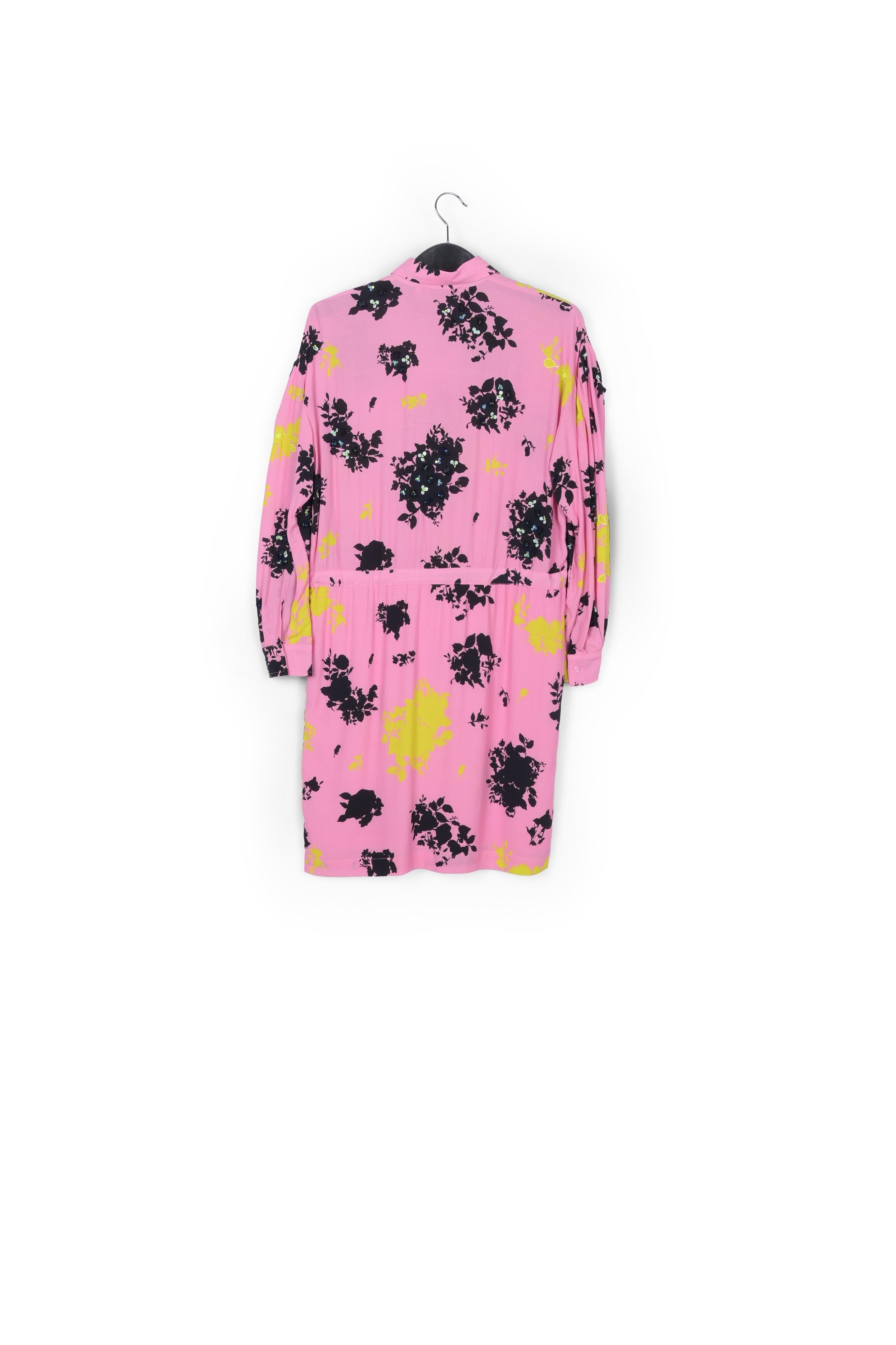Mini robe à imprimé fleuri rose, noir et jaune RE—SSENTIEL | Essentiel second hand