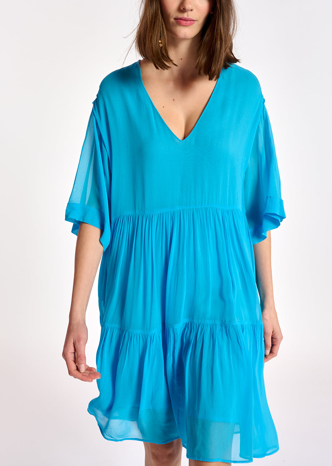Blue tiered mini dress RE—SSENTIEL | Essentiel second hand