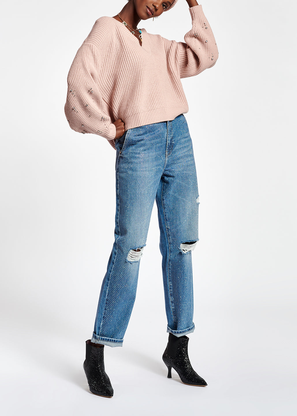 Pull rose avec strass RE—SSENTIEL | Essentiel second hand