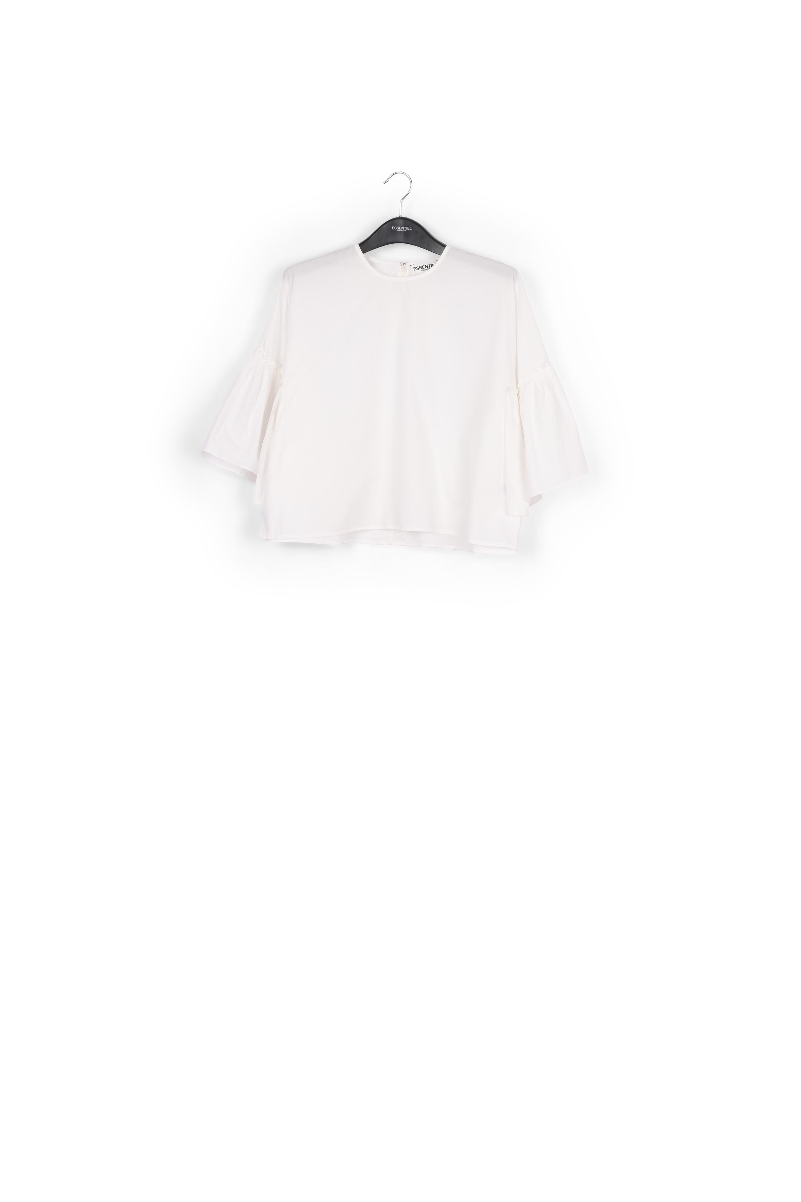 White cotton top with ruffled sleeves RE—SSENTIEL | Essentiel second hand