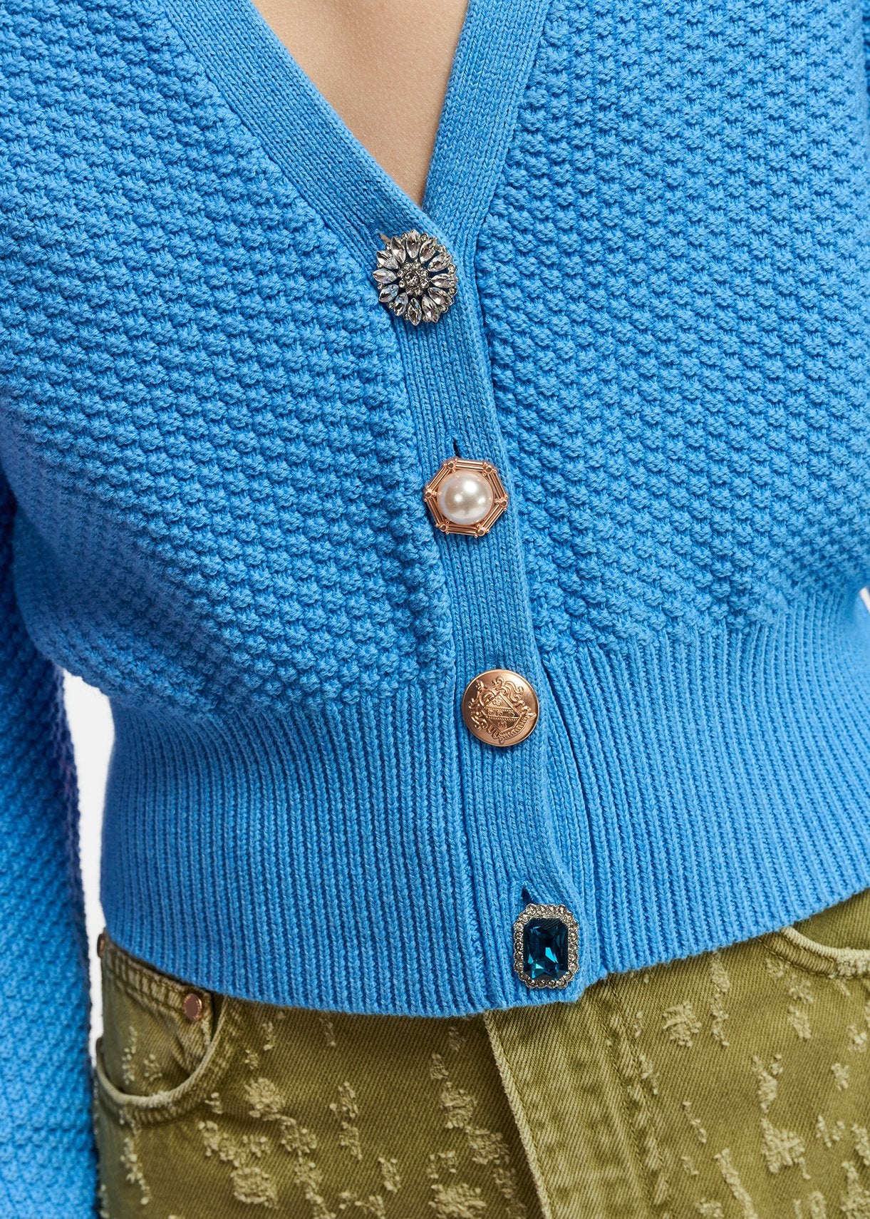 Blue embellished V-neck cardigan RE—SSENTIEL | Essentiel second hand