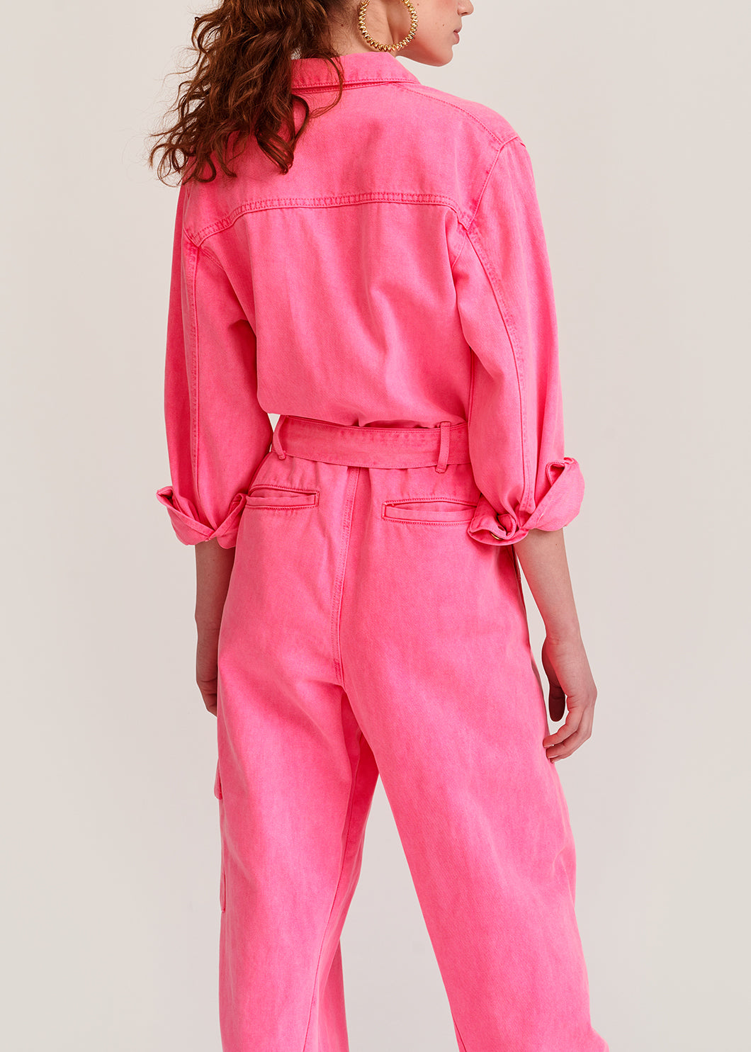 Neon pink denim jumpsuit RE—SSENTIEL | Essentiel second hand