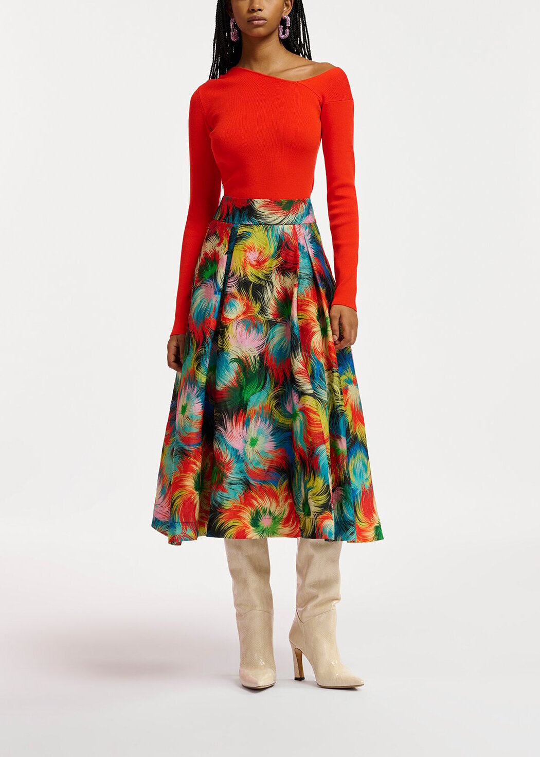 Red rib-knitted sweater with asymmetric neckline RE—SSENTIEL | Essentiel second hand