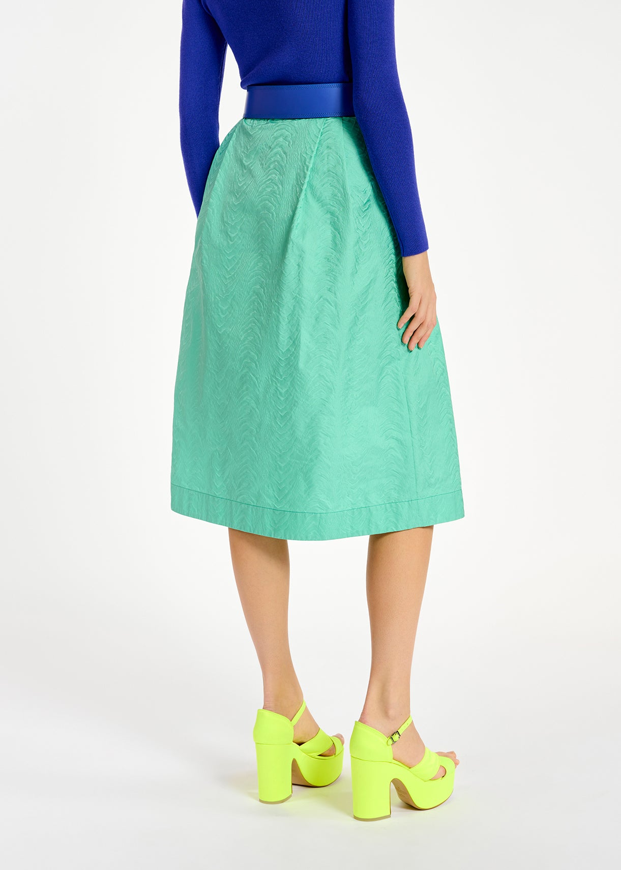 Turquoise jacquard midi-length wrap skirt RE—SSENTIEL | Essentiel second hand