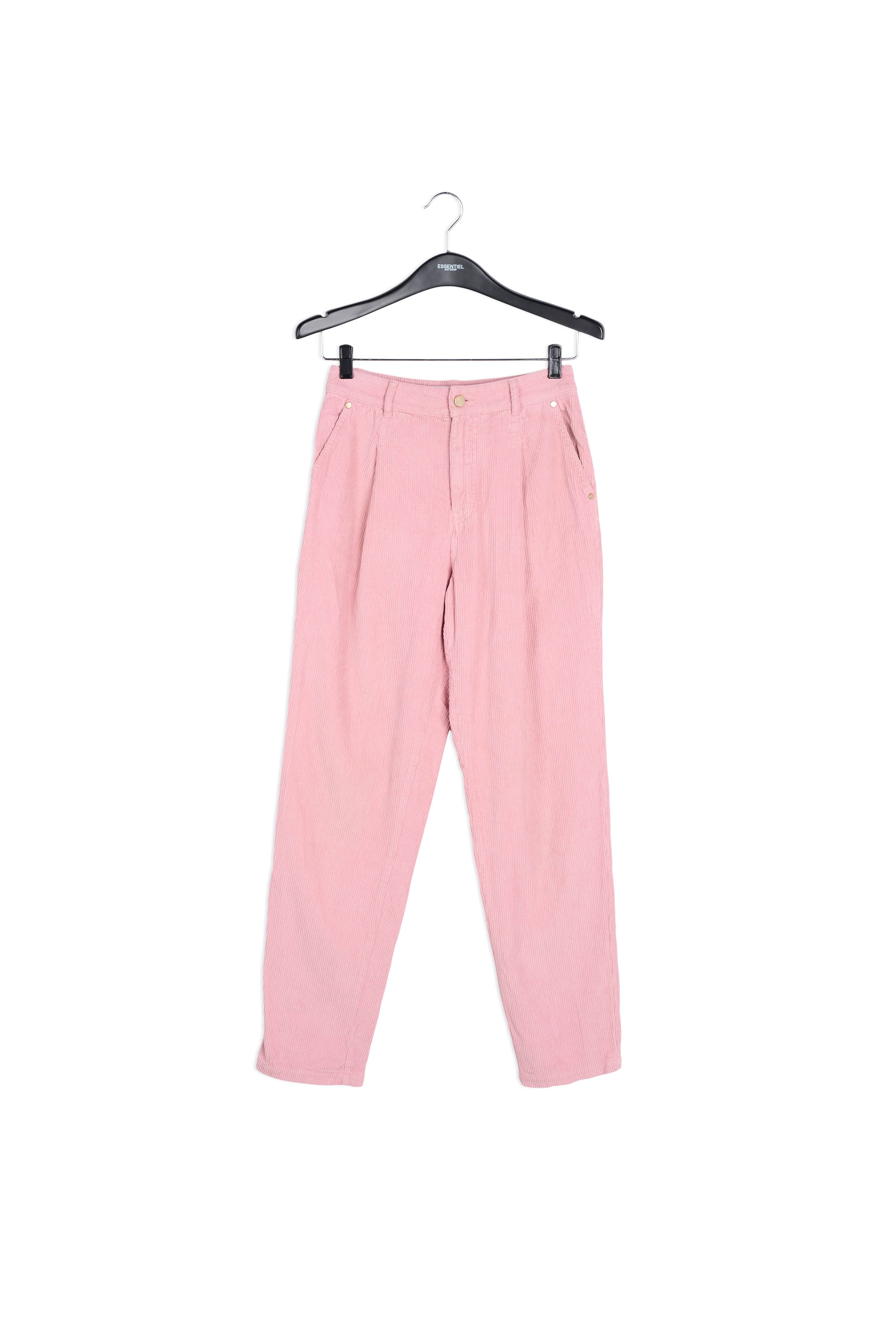 Pink cotton-corduroy pants RE—SSENTIEL | Essentiel second hand