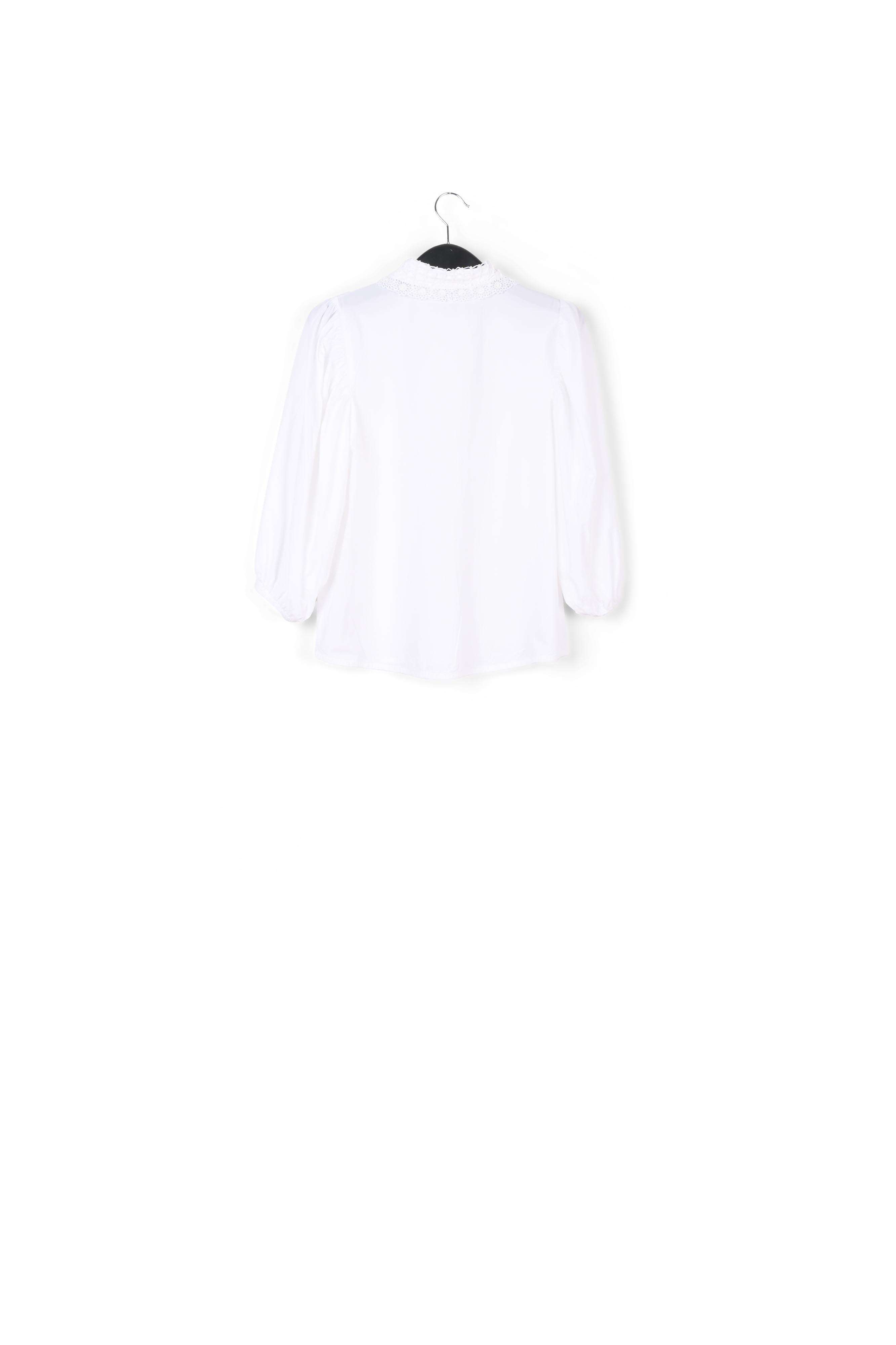 White cotton-poplin shirt with lace collar RE—SSENTIEL | Essentiel second hand