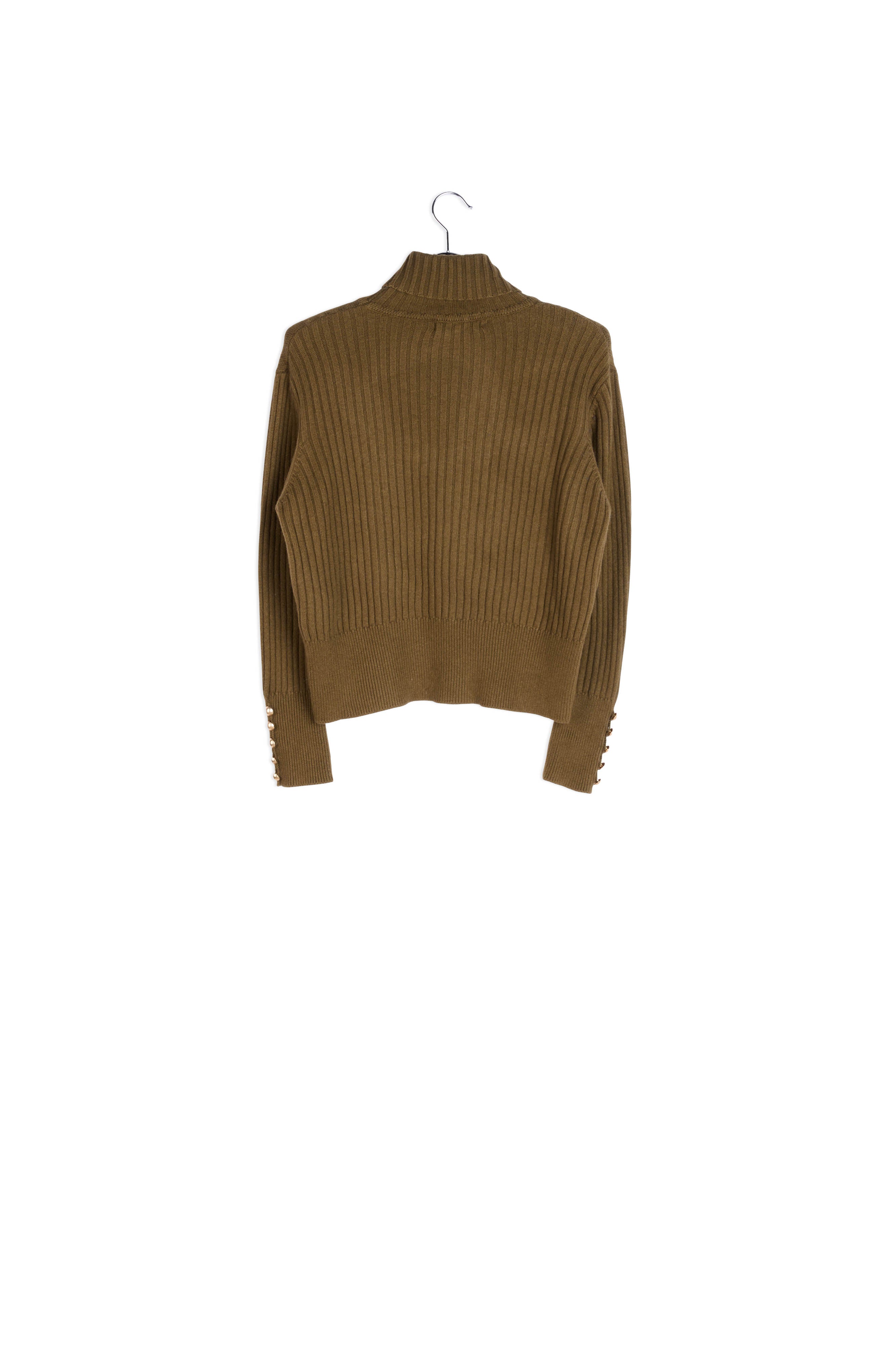 Army green cotton and wool-blend turtleneck sweater RE—SSENTIEL | Essentiel second hand