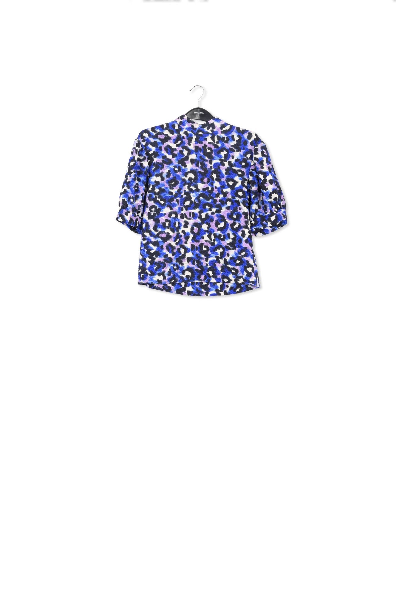 Blue, purple and off-white leopard print top RE—SSENTIEL | Essentiel second hand