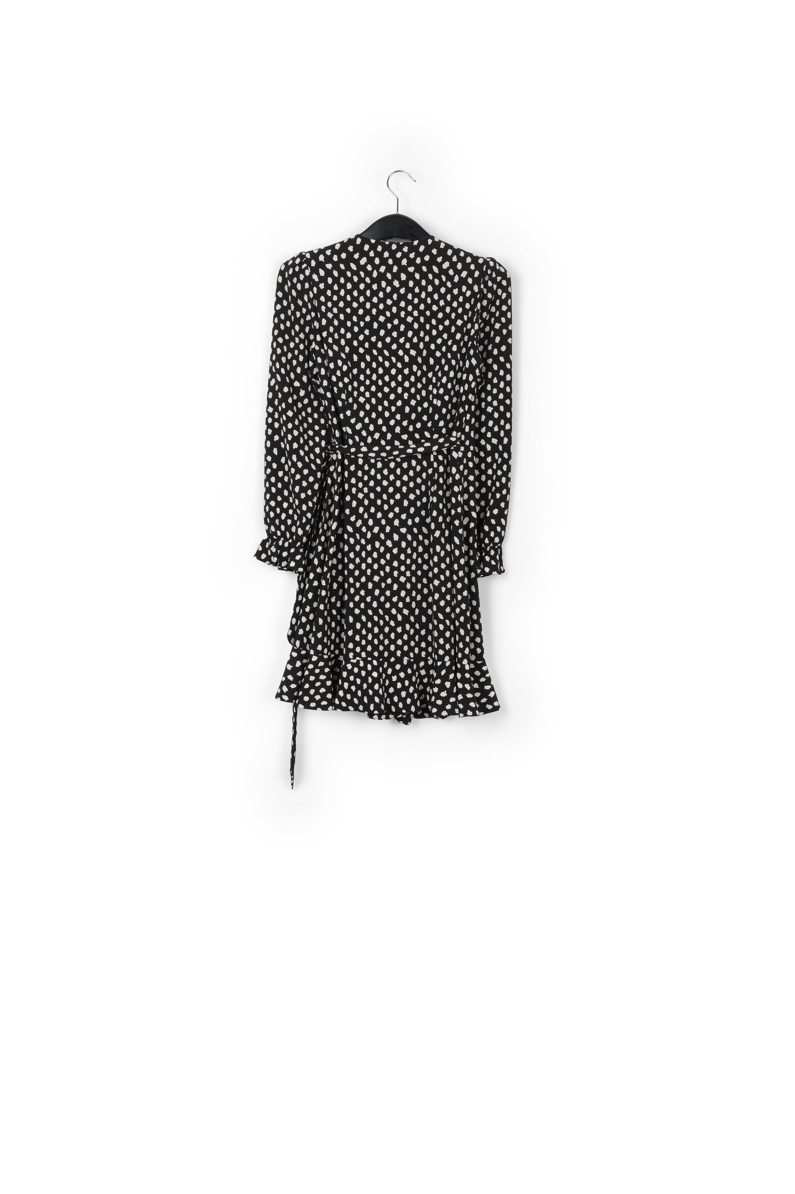 Black polka dot wrap mini dress RE—SSENTIEL | Essentiel second hand