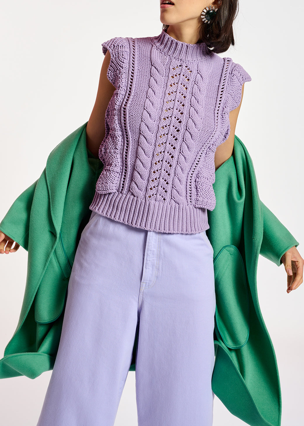 Pull sans manches lilas à  volants RE—SSENTIEL | Essentiel second hand