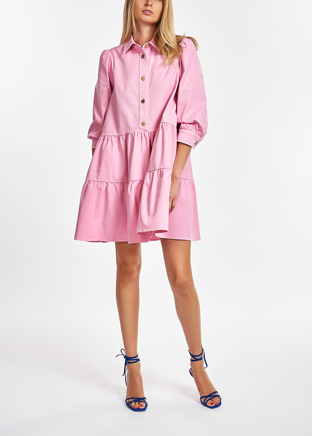 Roze midi-jeansjurk met A-lijn RE—SSENTIEL | Essentiel second hand