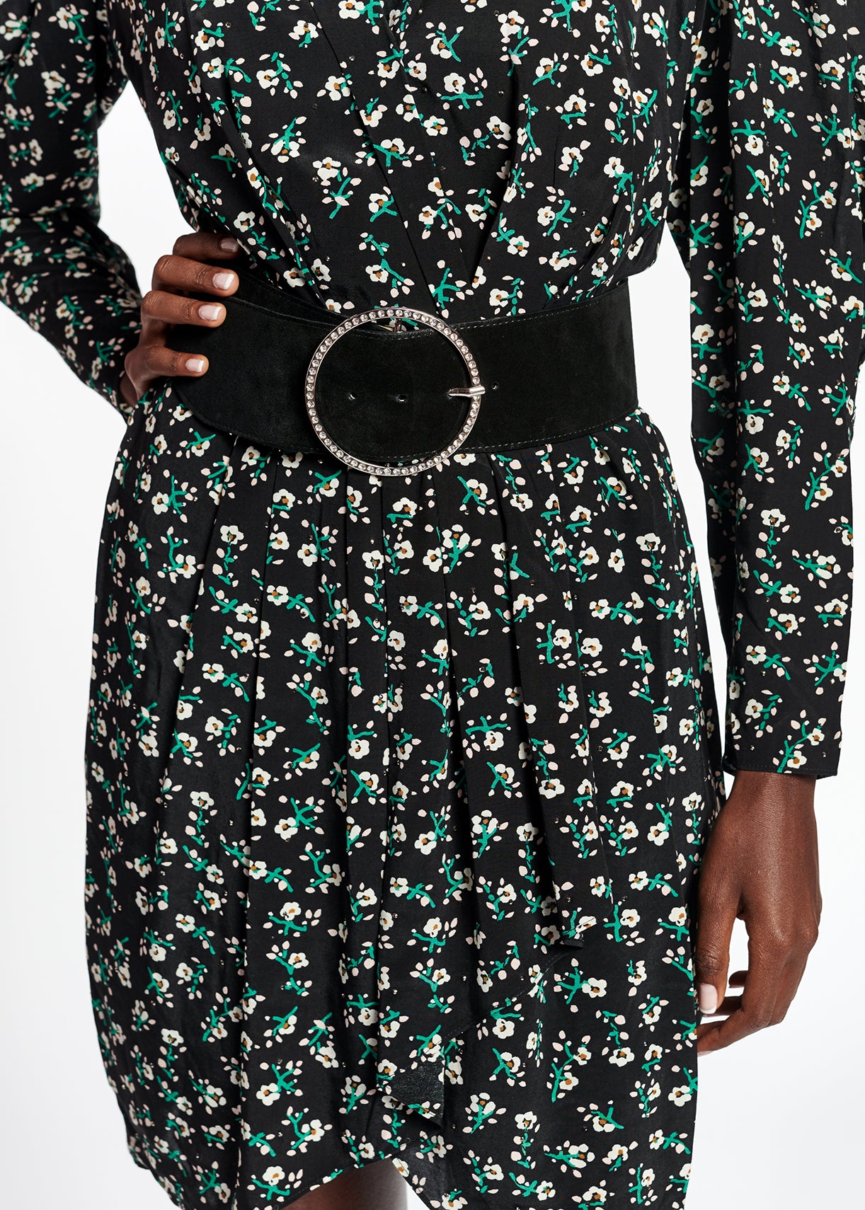 Black floral mini wrap dress RE—SSENTIEL | Essentiel second hand
