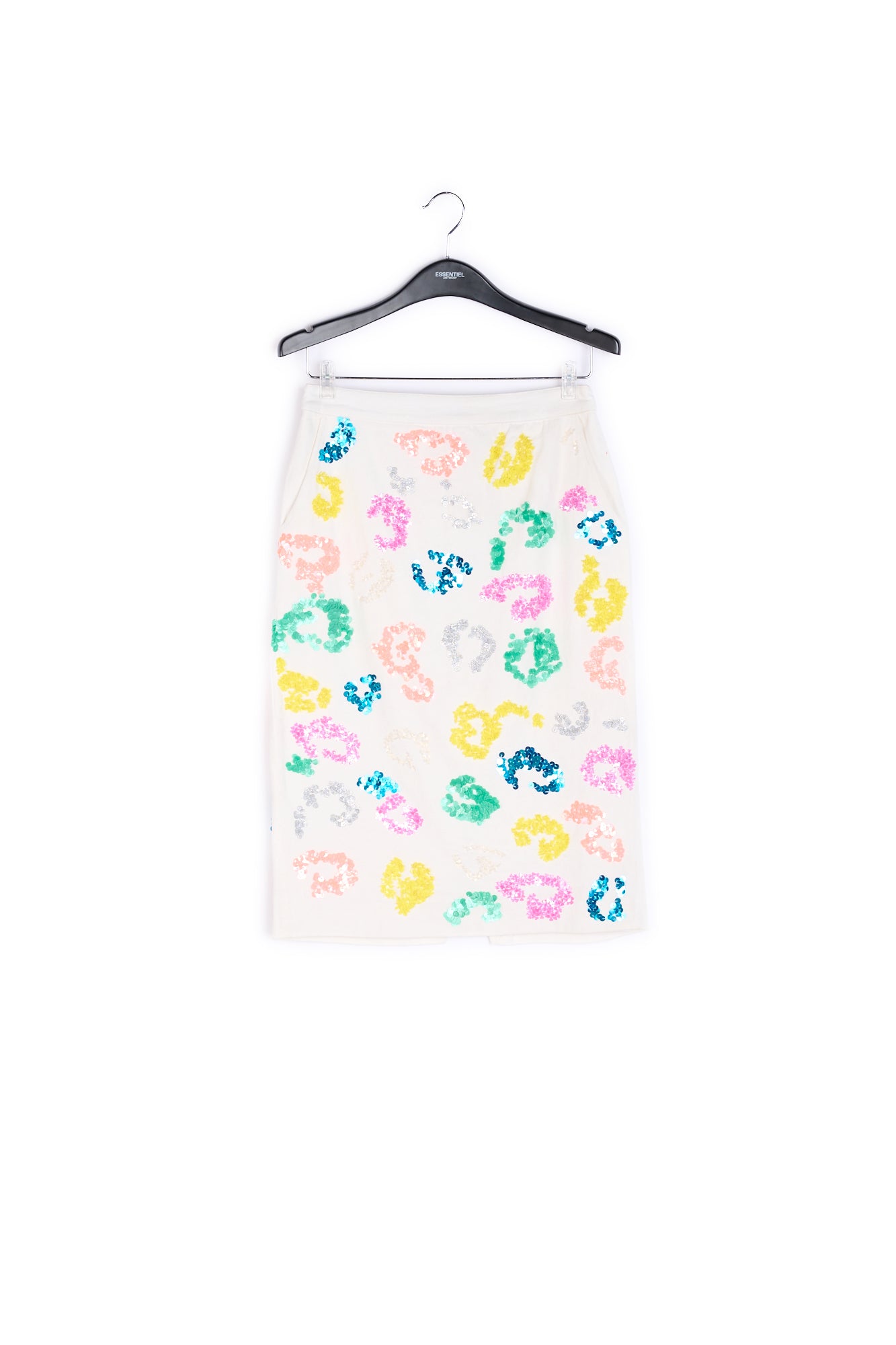 Off-white sequined leopard print pencil skirt RE—SSENTIEL | Essentiel second hand