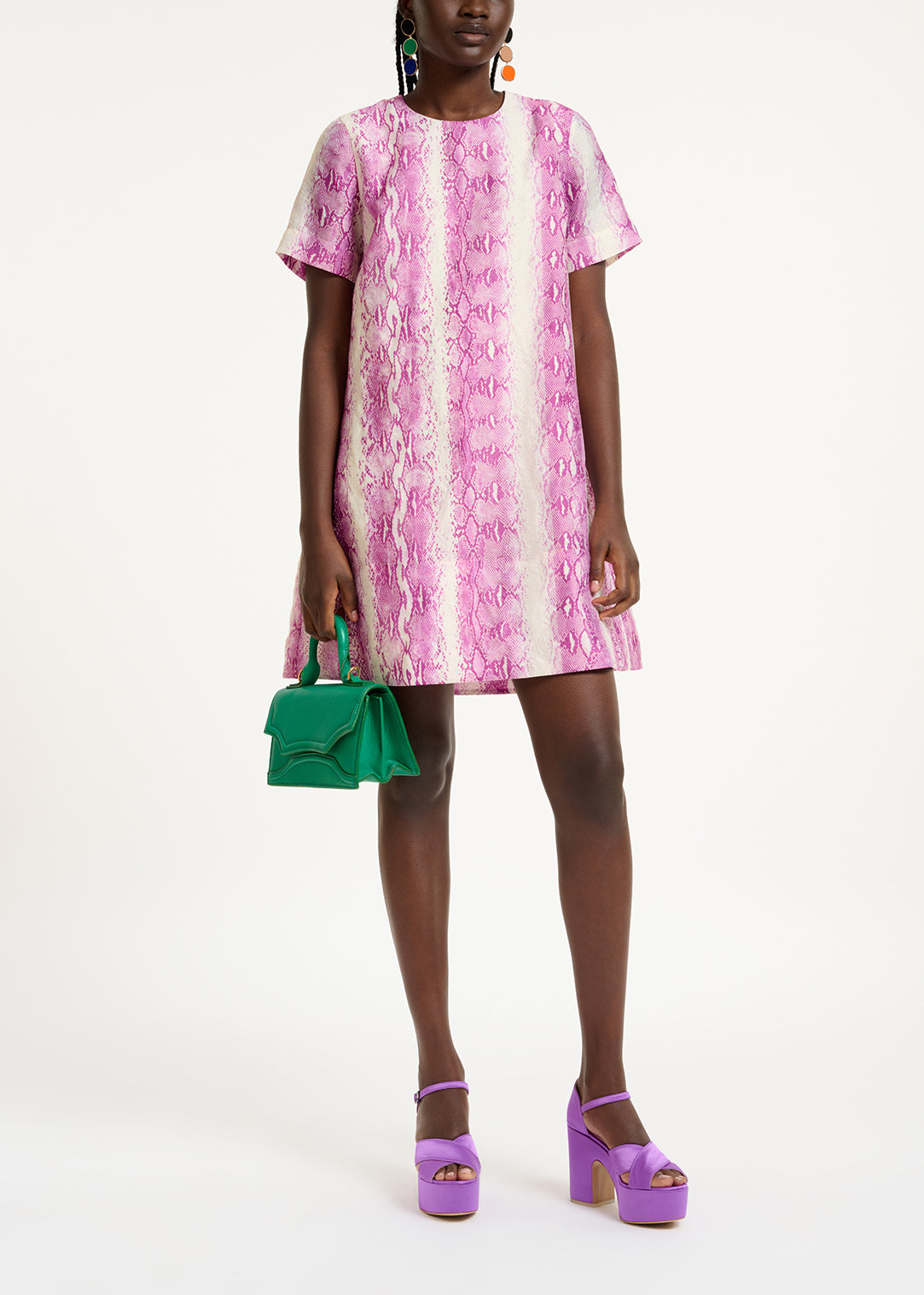 White and purple snake print mini dress RE—SSENTIEL | Essentiel second hand